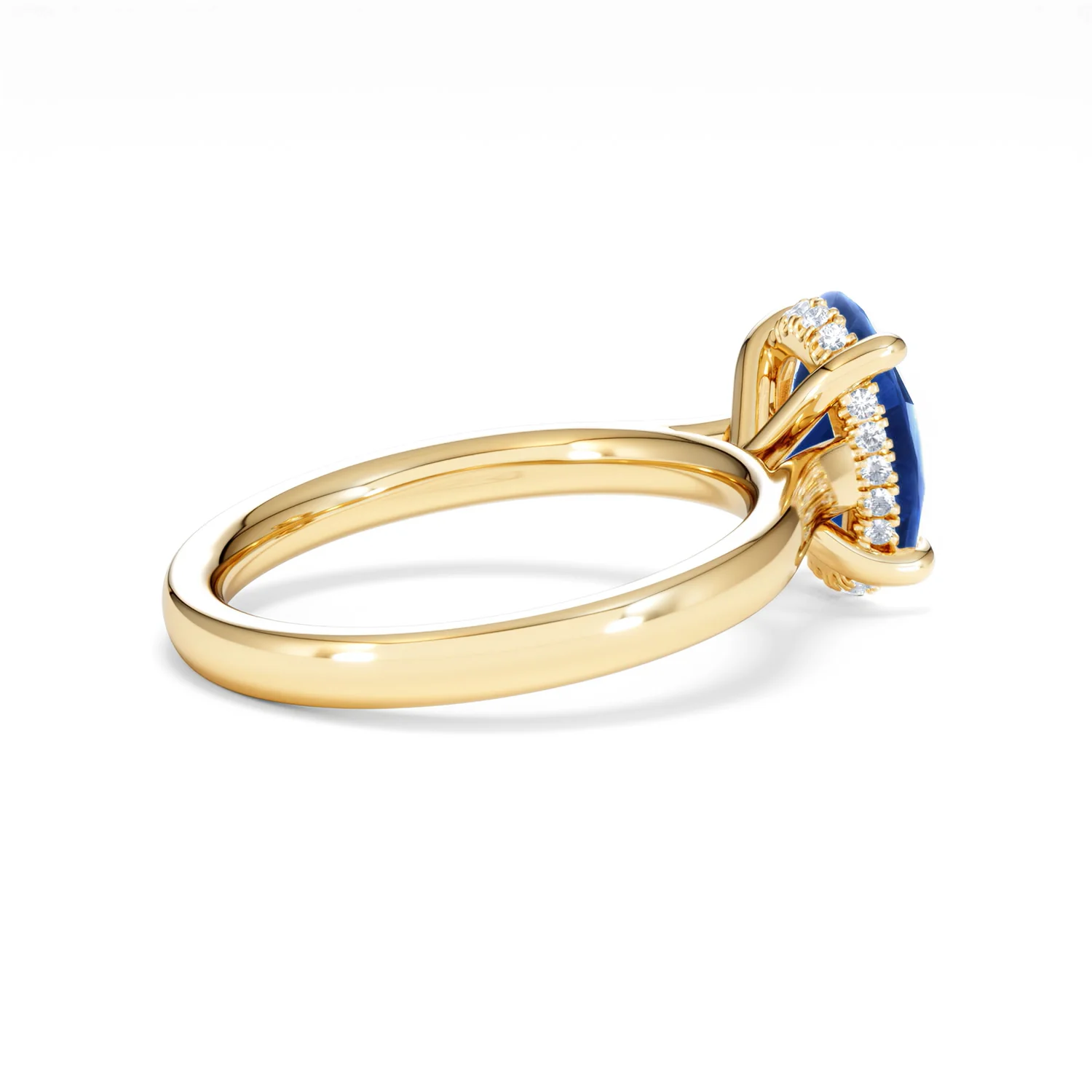 Amora 2.00ct Oval Cut Lab Sapphire Hidden Halo Engagement Ring in 18K Yellow Gold - Image 35