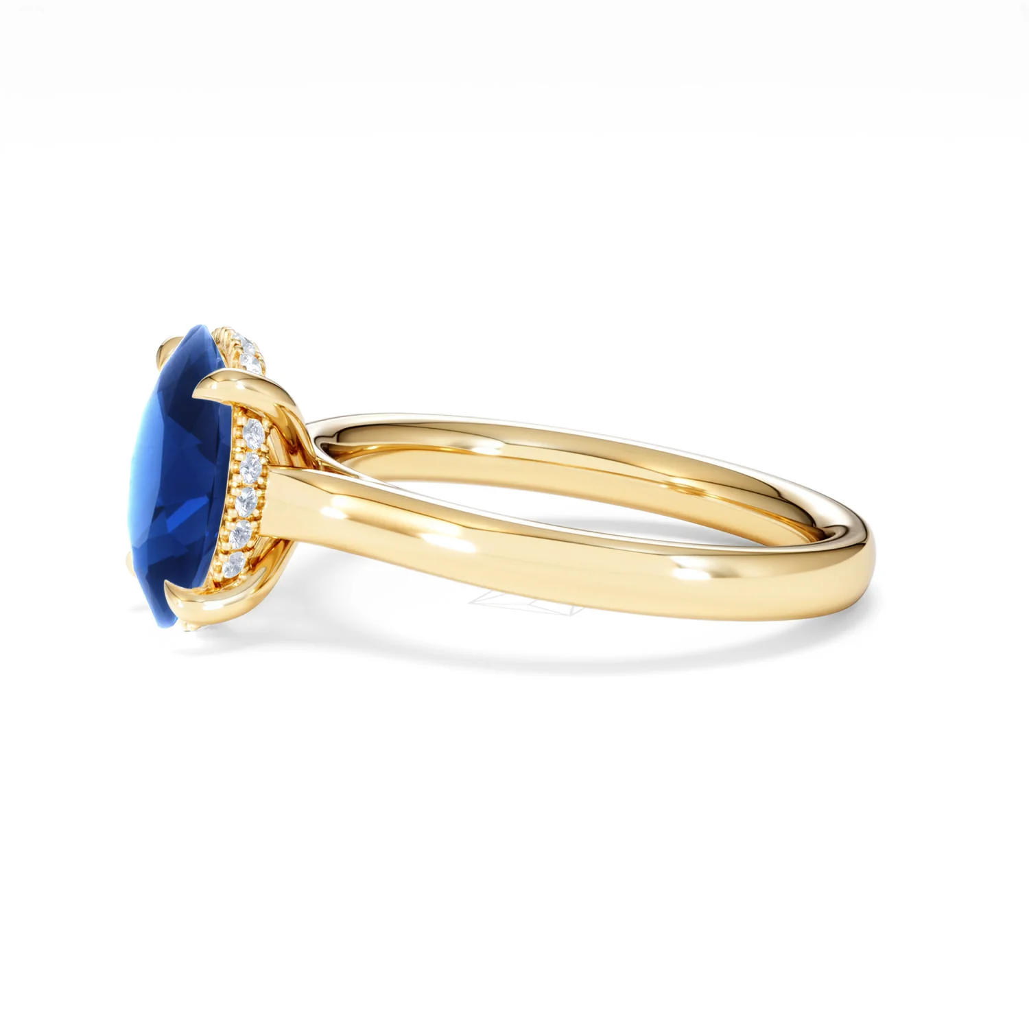 Amora 2.00ct Oval Cut Lab Sapphire Hidden Halo Engagement Ring in 18K Yellow Gold - Image 73