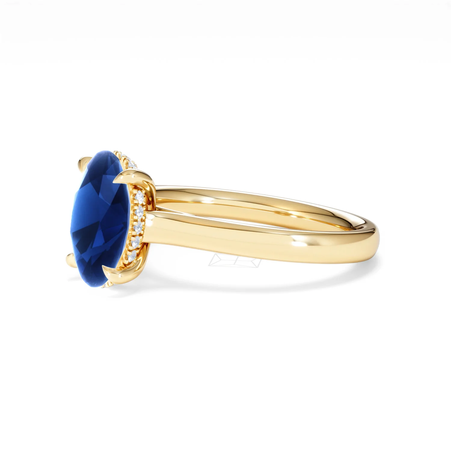 Amora 2.00ct Oval Cut Lab Sapphire Hidden Halo Engagement Ring in 18K Yellow Gold - Image 77