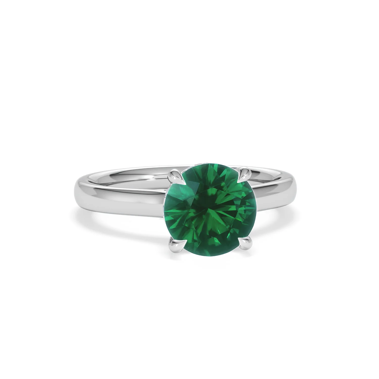 Amora 2.00ct Round Cut Lab Emerald Hidden Halo Engagement Ring in 18K White Gold - Image 10