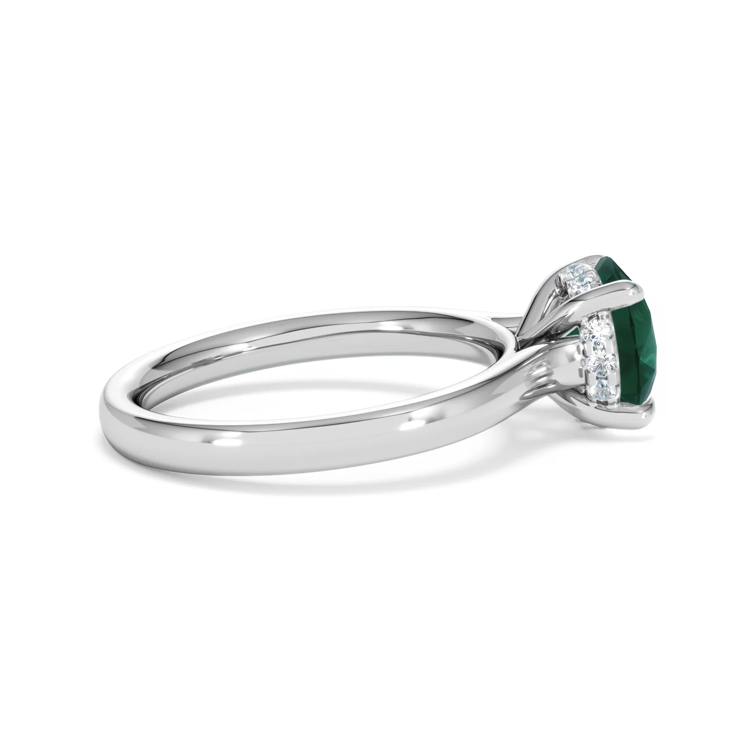 Amora 2.00ct Round Cut Lab Emerald Hidden Halo Engagement Ring in 18K White Gold - Image 30