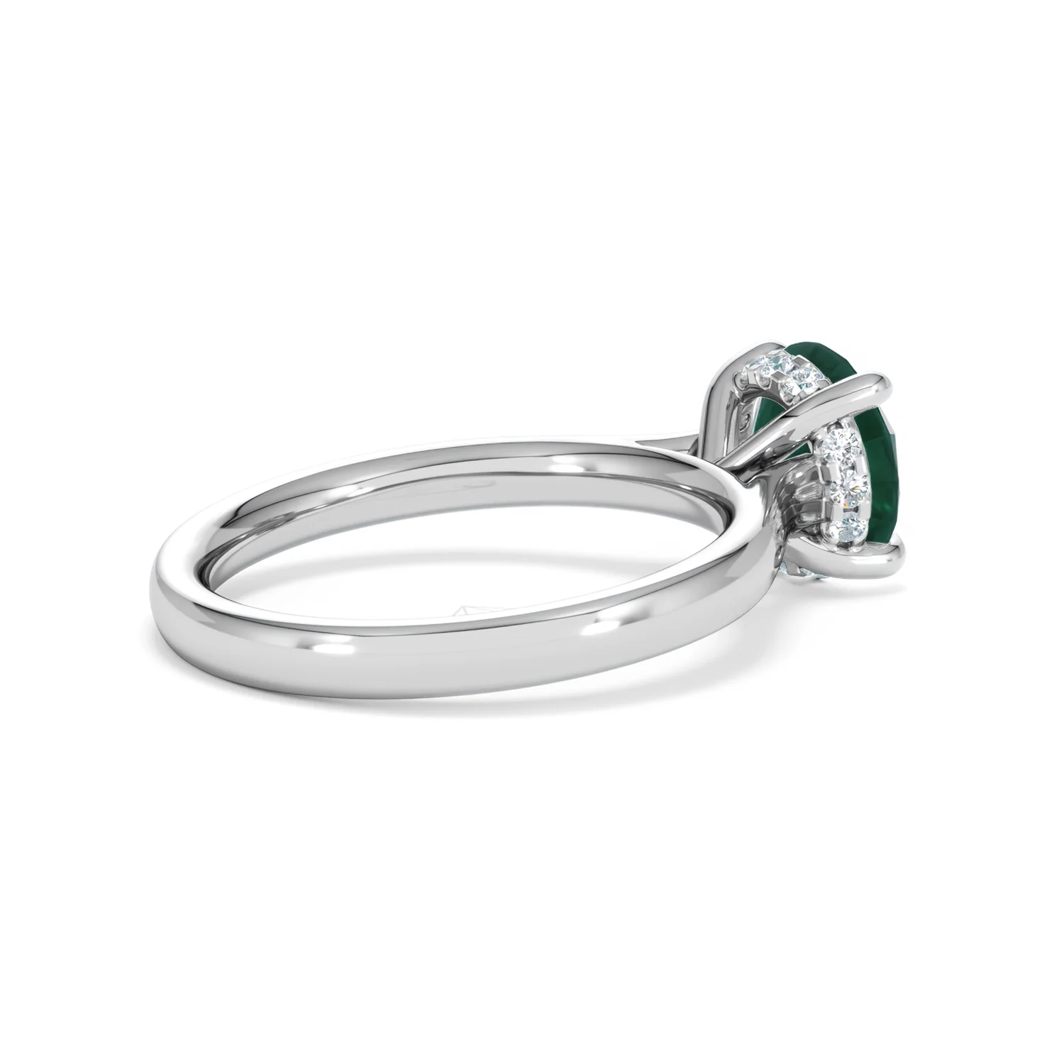 Amora 2.00ct Round Cut Lab Emerald Hidden Halo Engagement Ring in 18K White Gold - Image 35