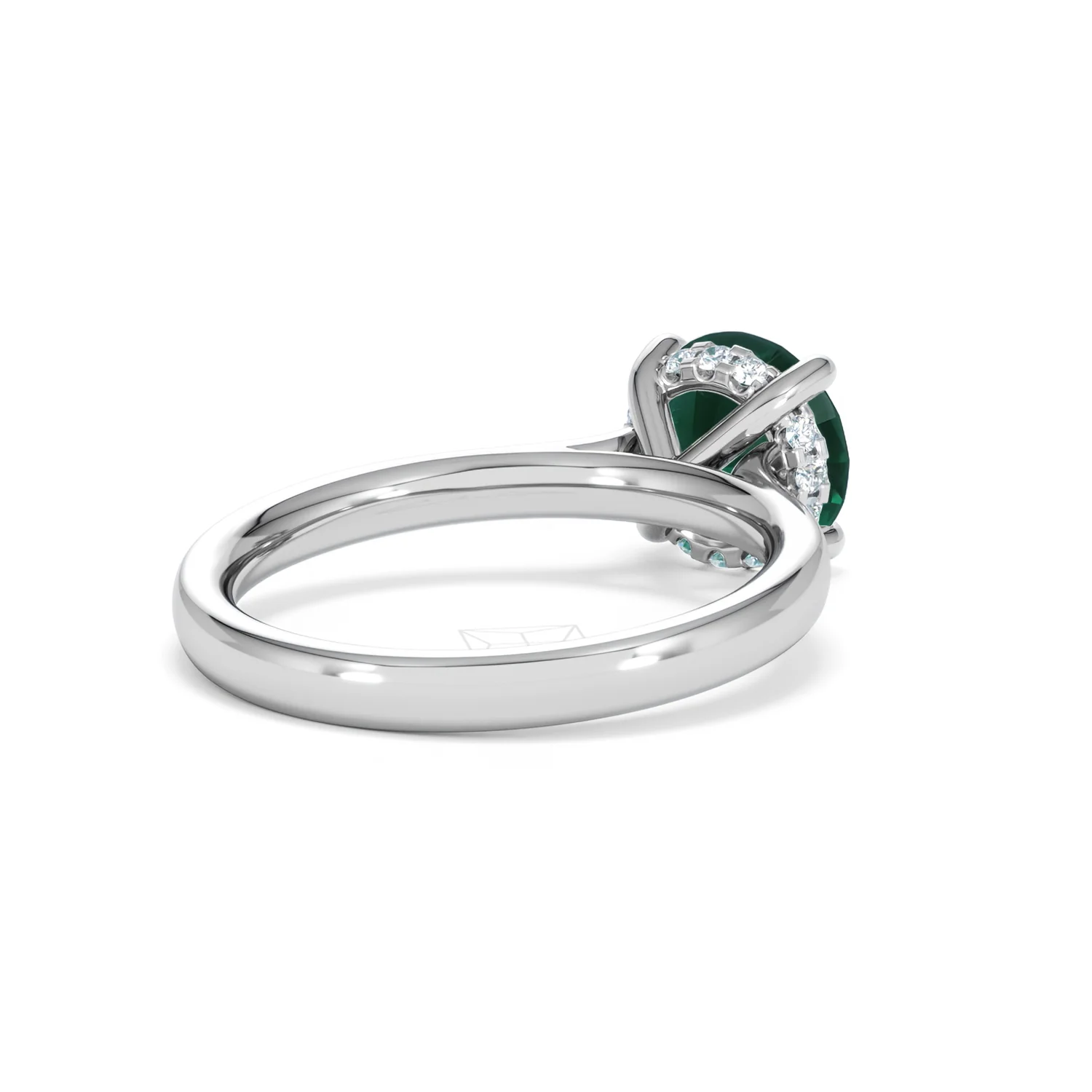 Amora 2.00ct Round Cut Lab Emerald Hidden Halo Engagement Ring in 18K White Gold - Image 40