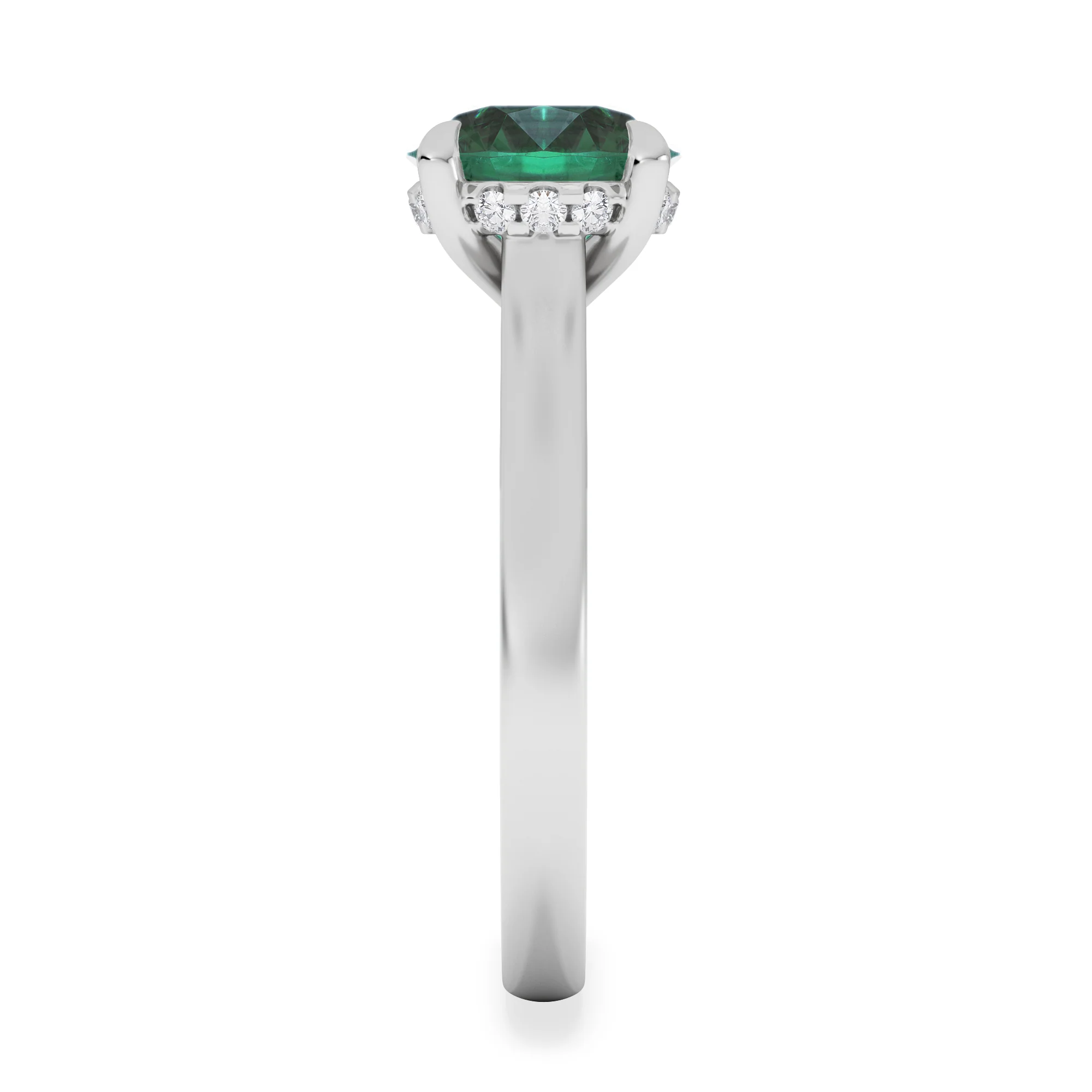 Amora 2.00ct Round Cut Lab Emerald Hidden Halo Engagement Ring in 18K White Gold - Image 5