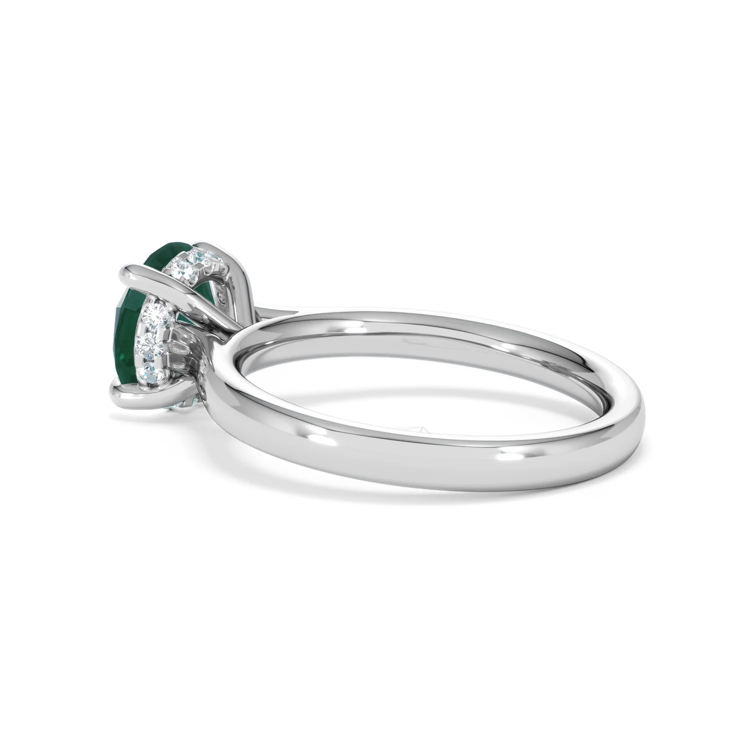 Amora 2.00ct Round Cut Lab Emerald Hidden Halo Engagement Ring in 18K White Gold - Image 61