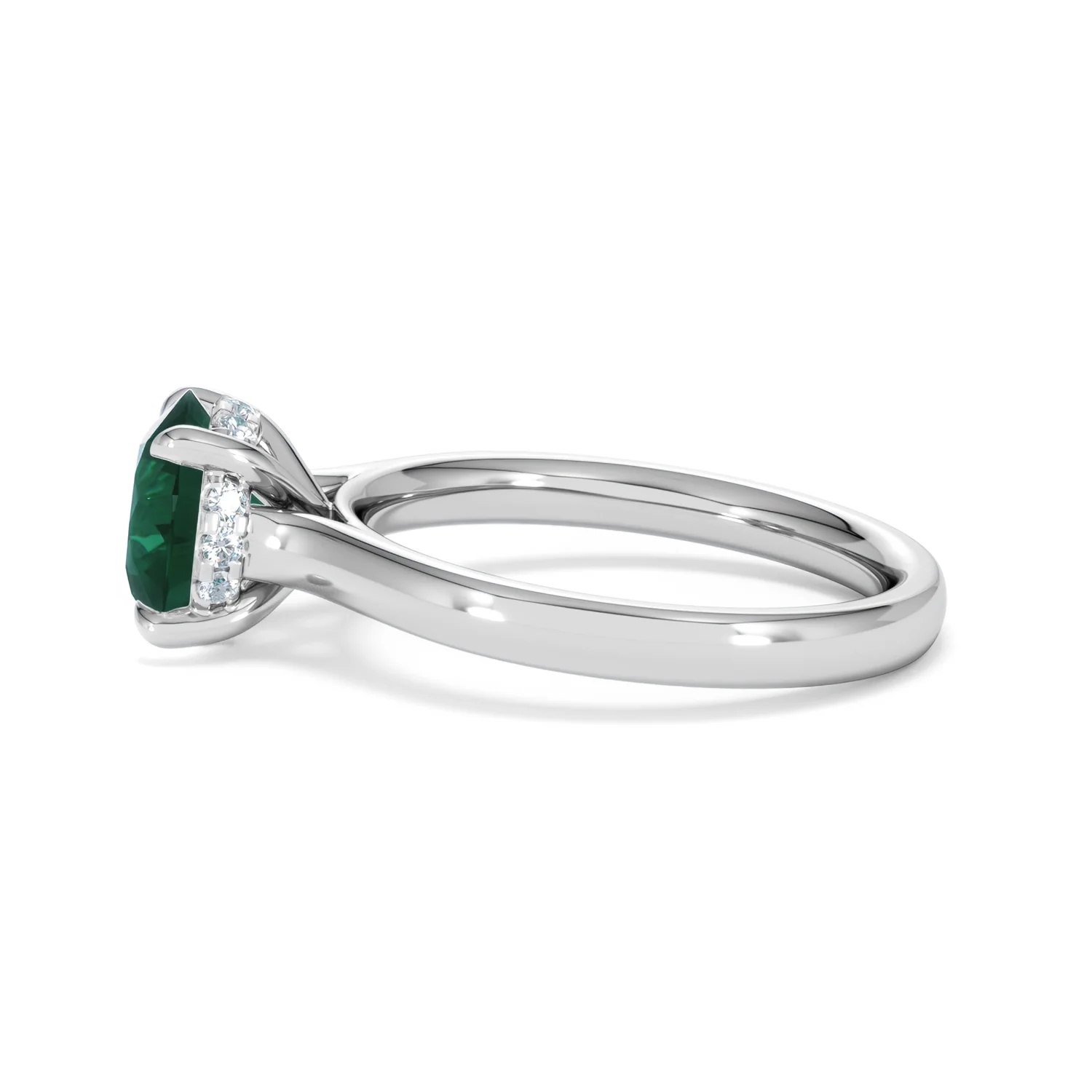 Amora 2.00ct Round Cut Lab Emerald Hidden Halo Engagement Ring in 18K White Gold - Image 68