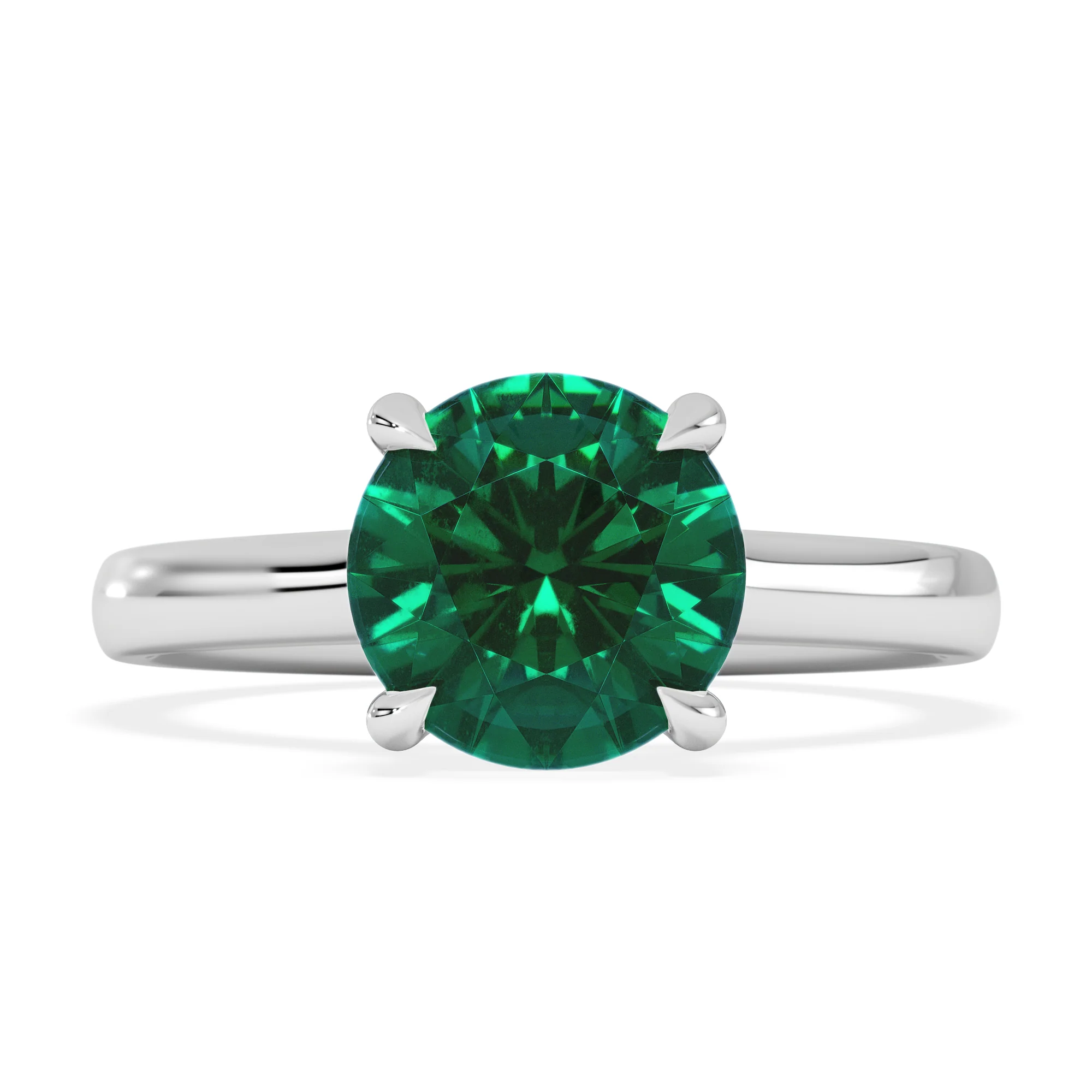 Amora 2.00ct Round Cut Lab Emerald Hidden Halo Engagement Ring in 18K White Gold - Image 7