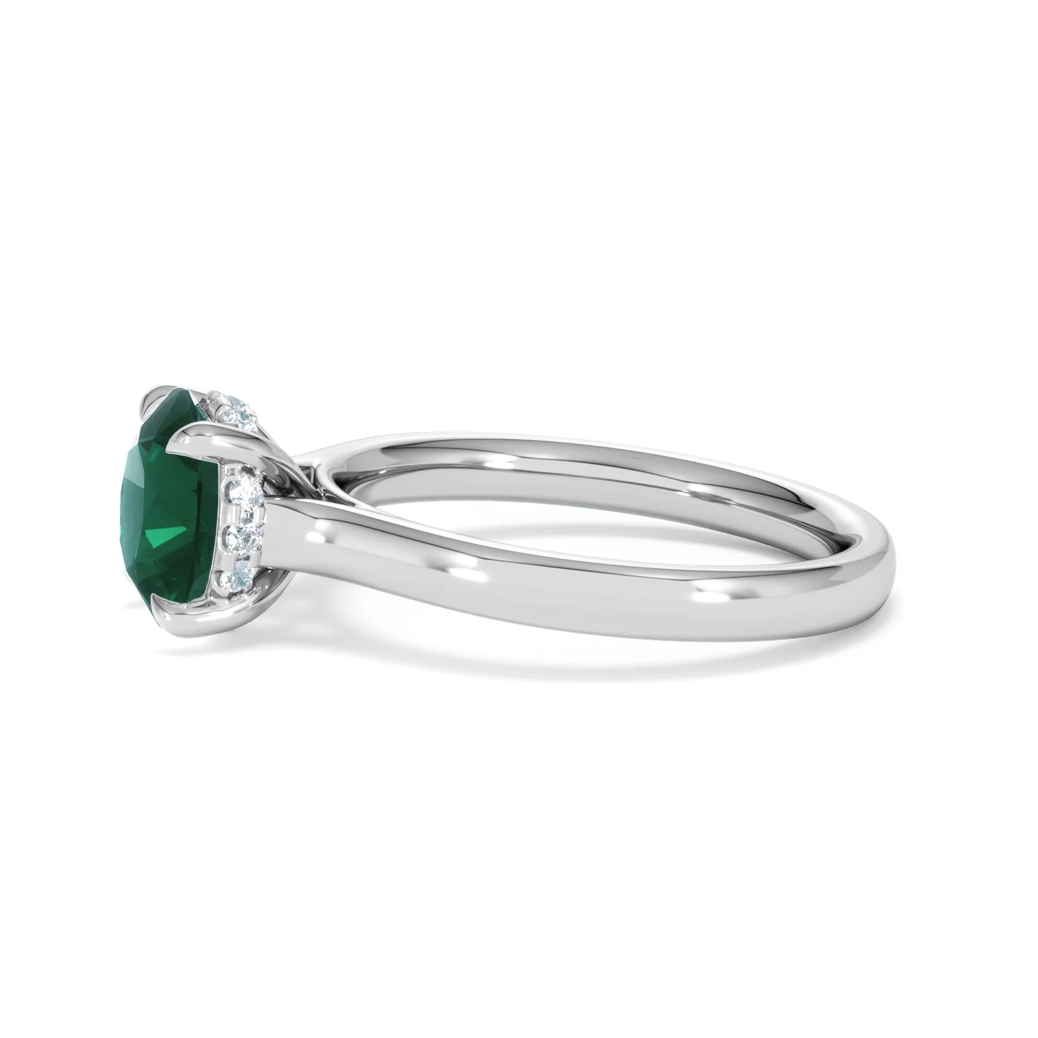 Amora 2.00ct Round Cut Lab Emerald Hidden Halo Engagement Ring in 18K White Gold - Image 71