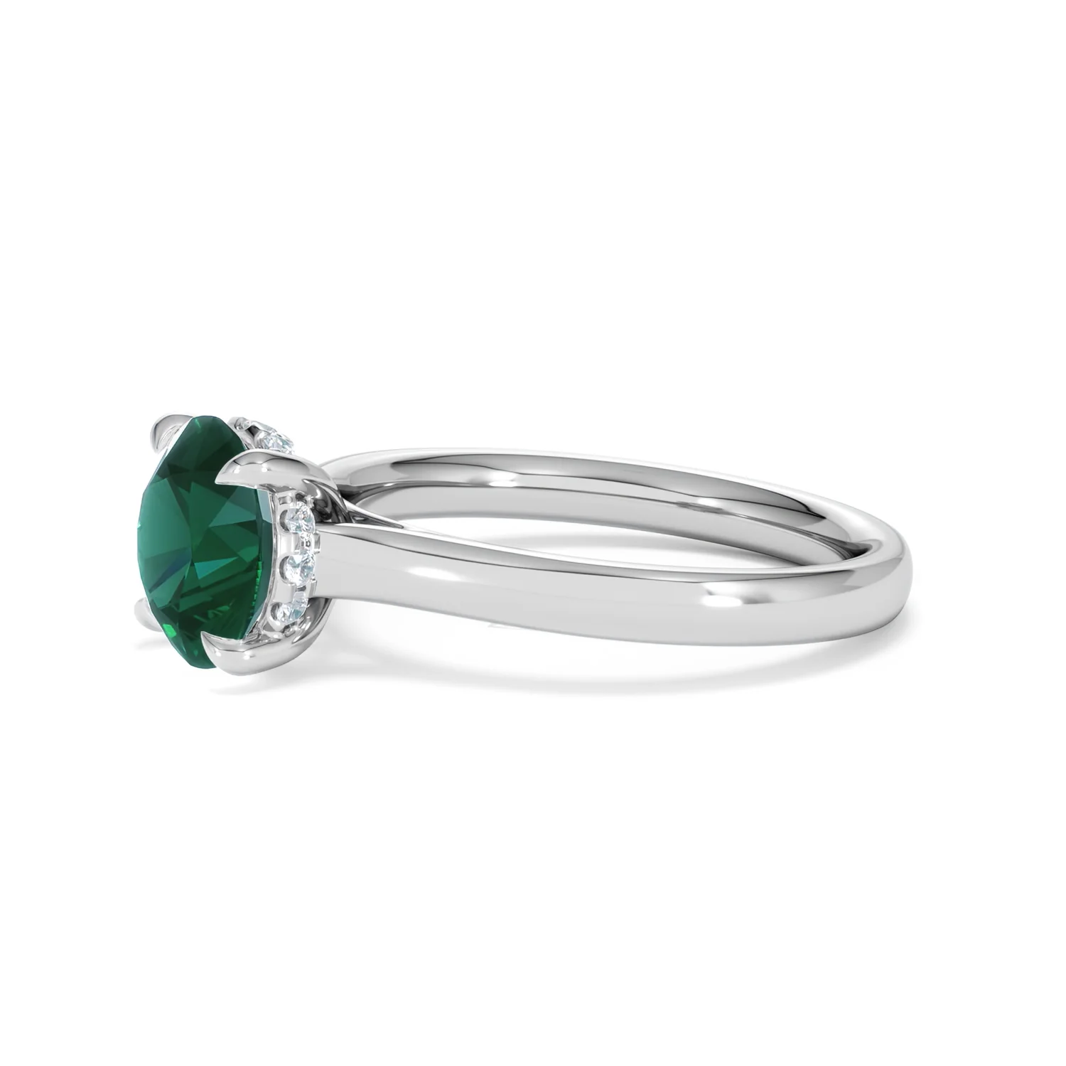Amora 2.00ct Round Cut Lab Emerald Hidden Halo Engagement Ring in 18K White Gold - Image 74