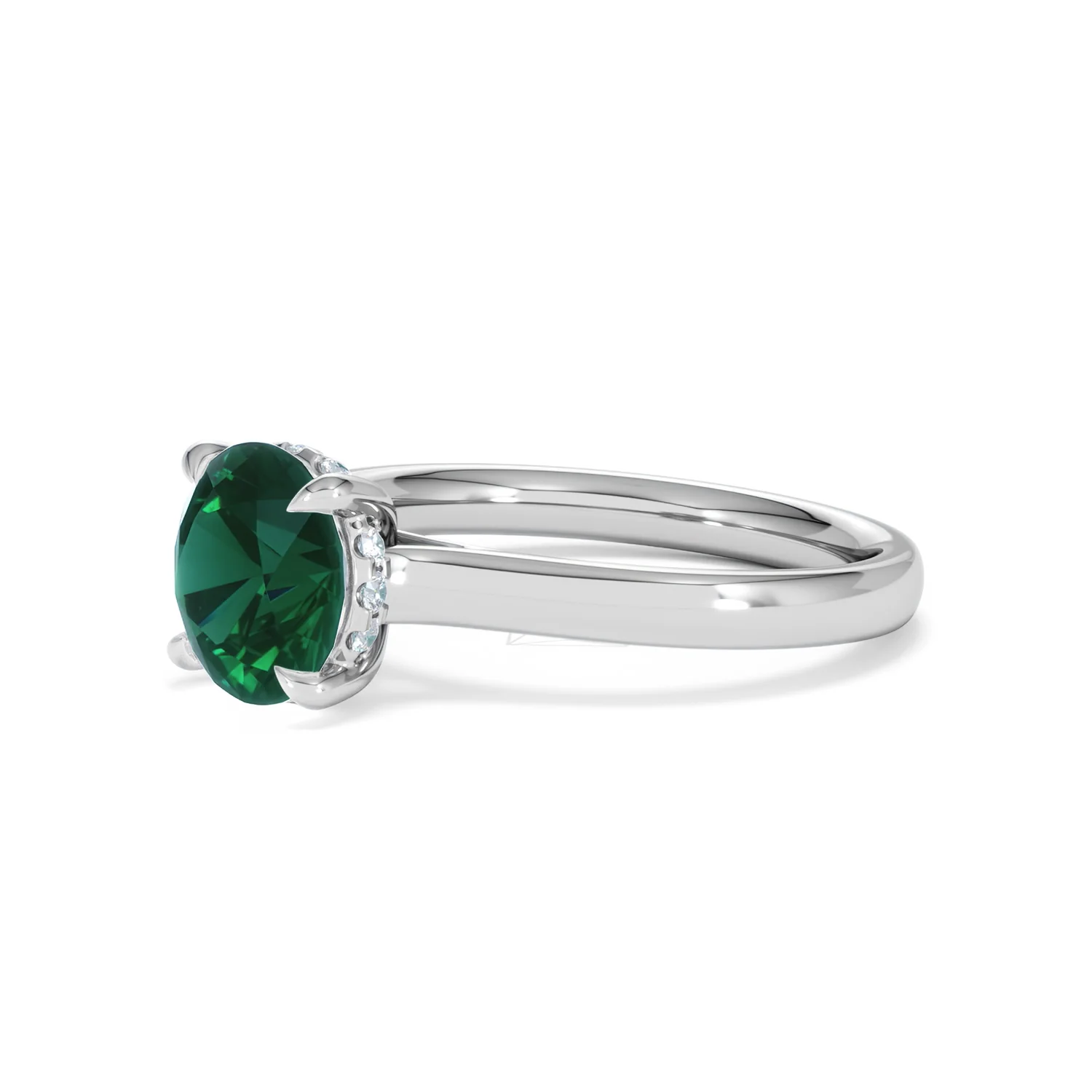 Amora 2.00ct Round Cut Lab Emerald Hidden Halo Engagement Ring in 18K White Gold - Image 77