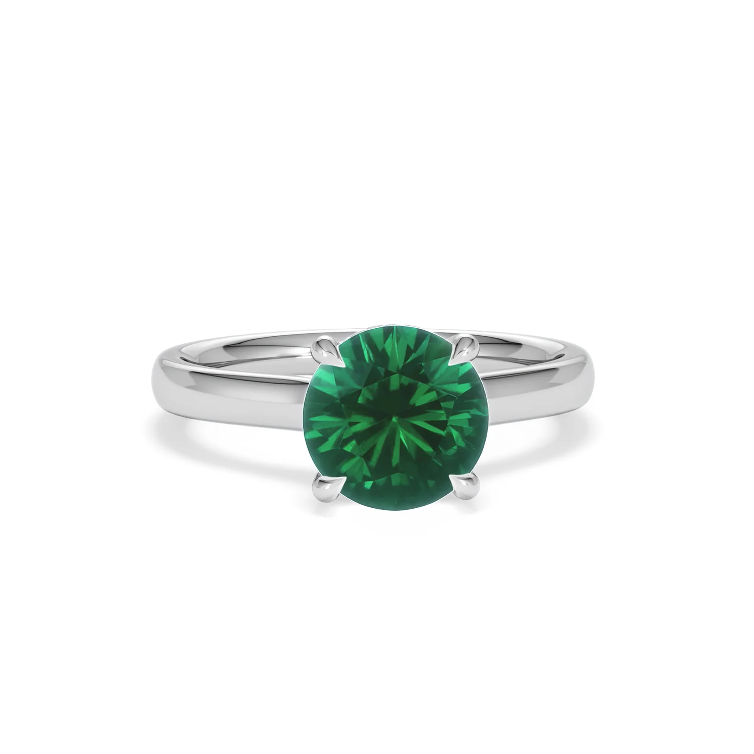 Amora 2.00ct Round Cut Lab Emerald Hidden Halo Engagement Ring in 18K White Gold - Image 9