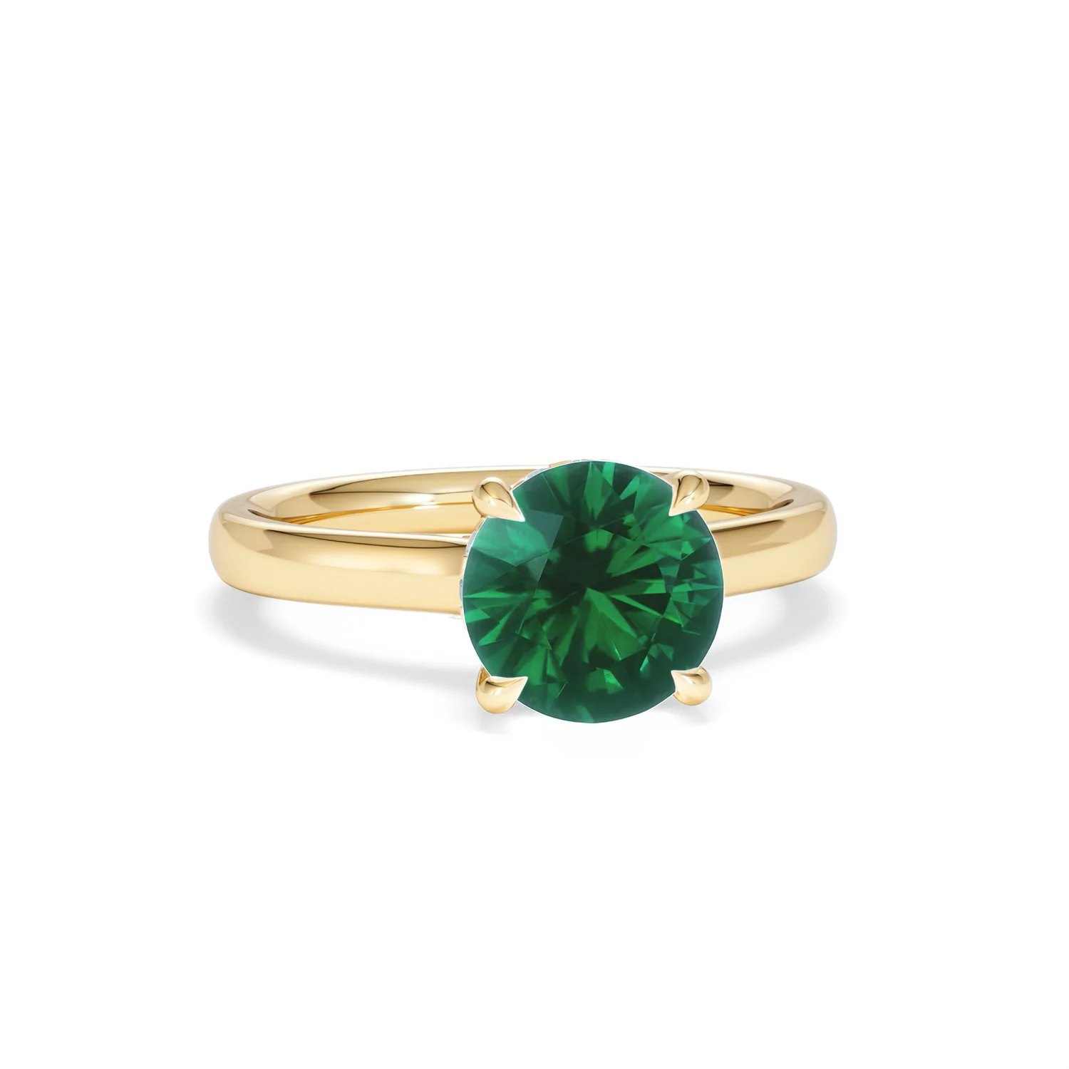 Amora 2.00ct Round Cut Lab Emerald Hidden Halo Engagement Ring in 18K Yellow Gold - Image 10