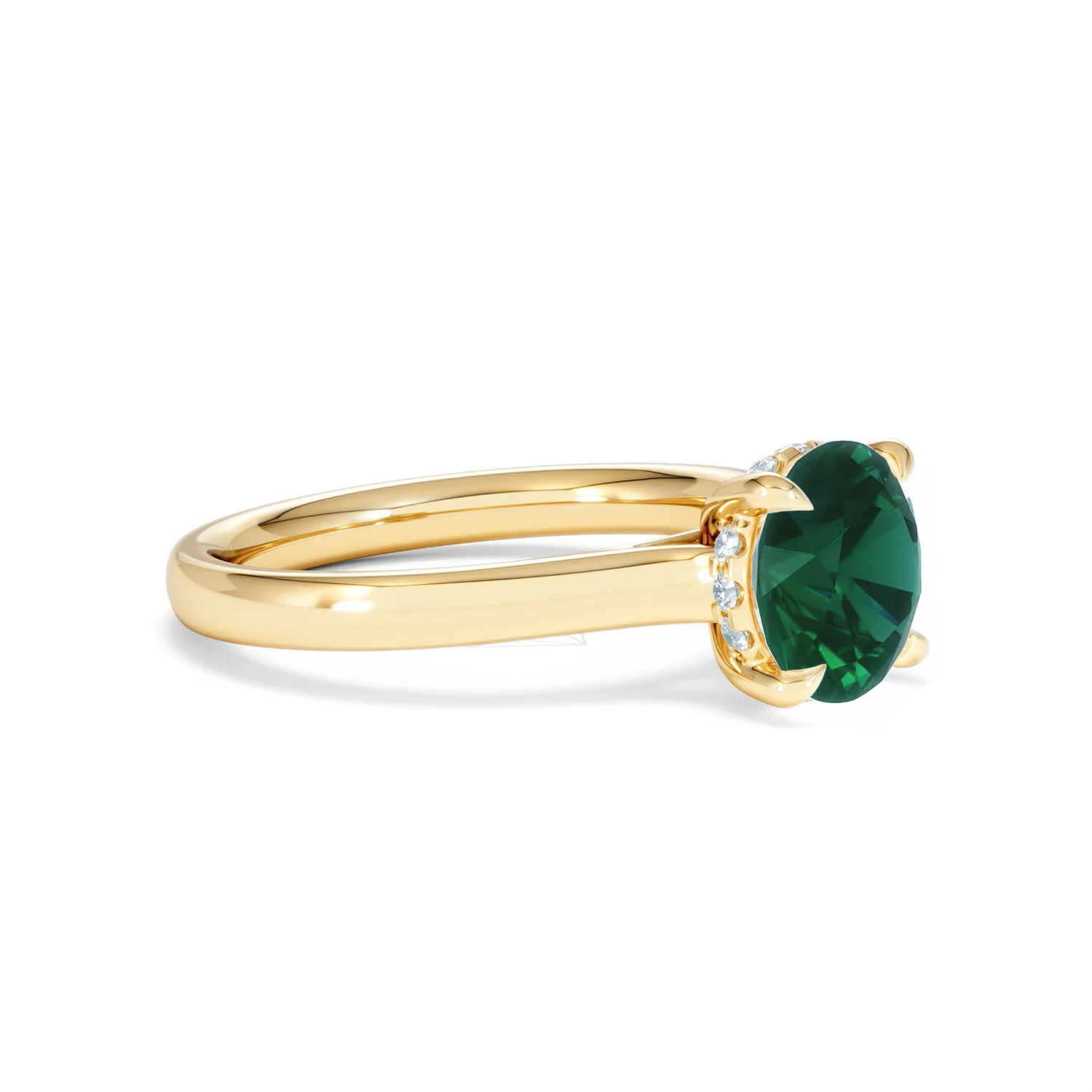 Amora 2.00ct Round Cut Lab Emerald Hidden Halo Engagement Ring in 18K Yellow Gold - Image 19