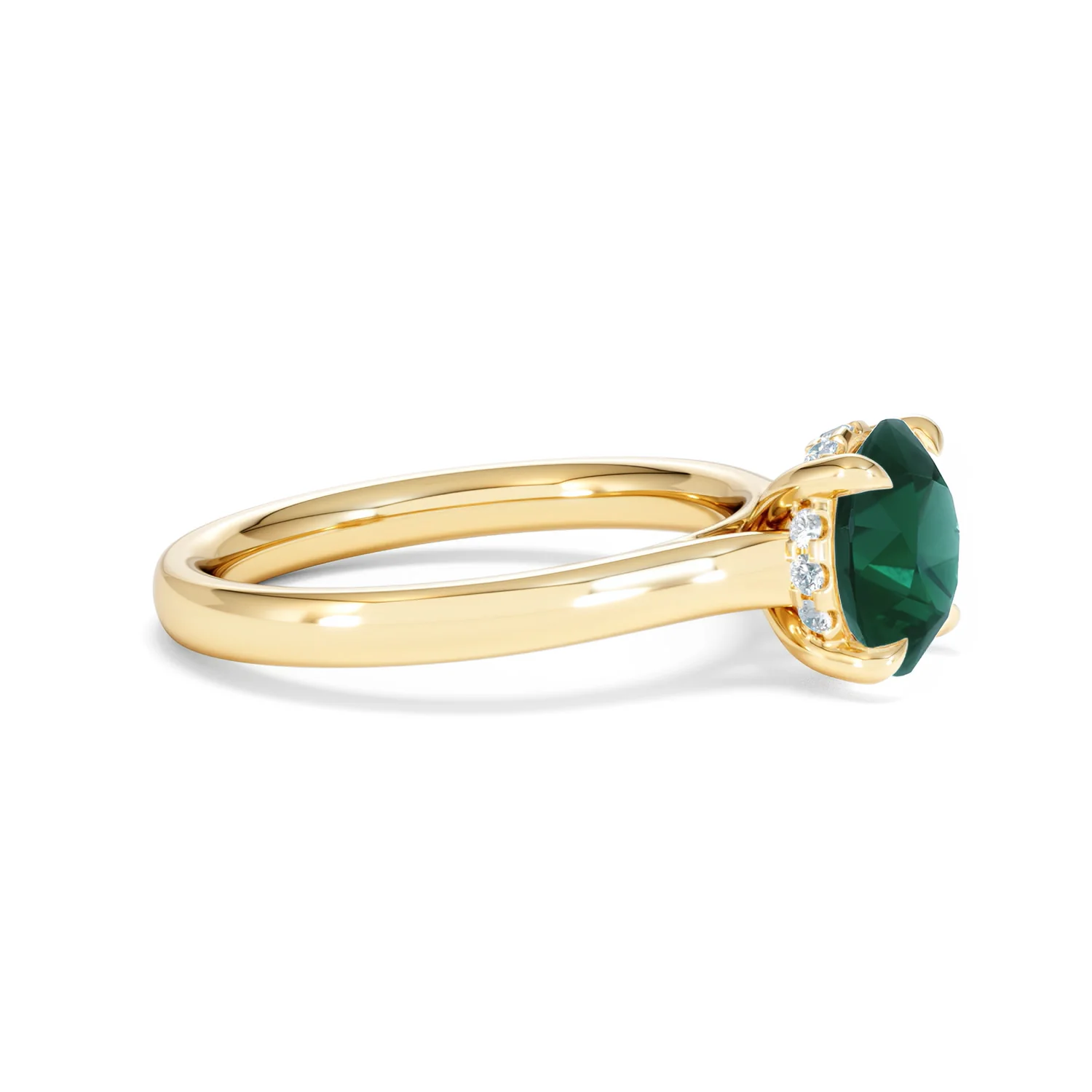 Amora 2.00ct Round Cut Lab Emerald Hidden Halo Engagement Ring in 18K Yellow Gold - Image 23