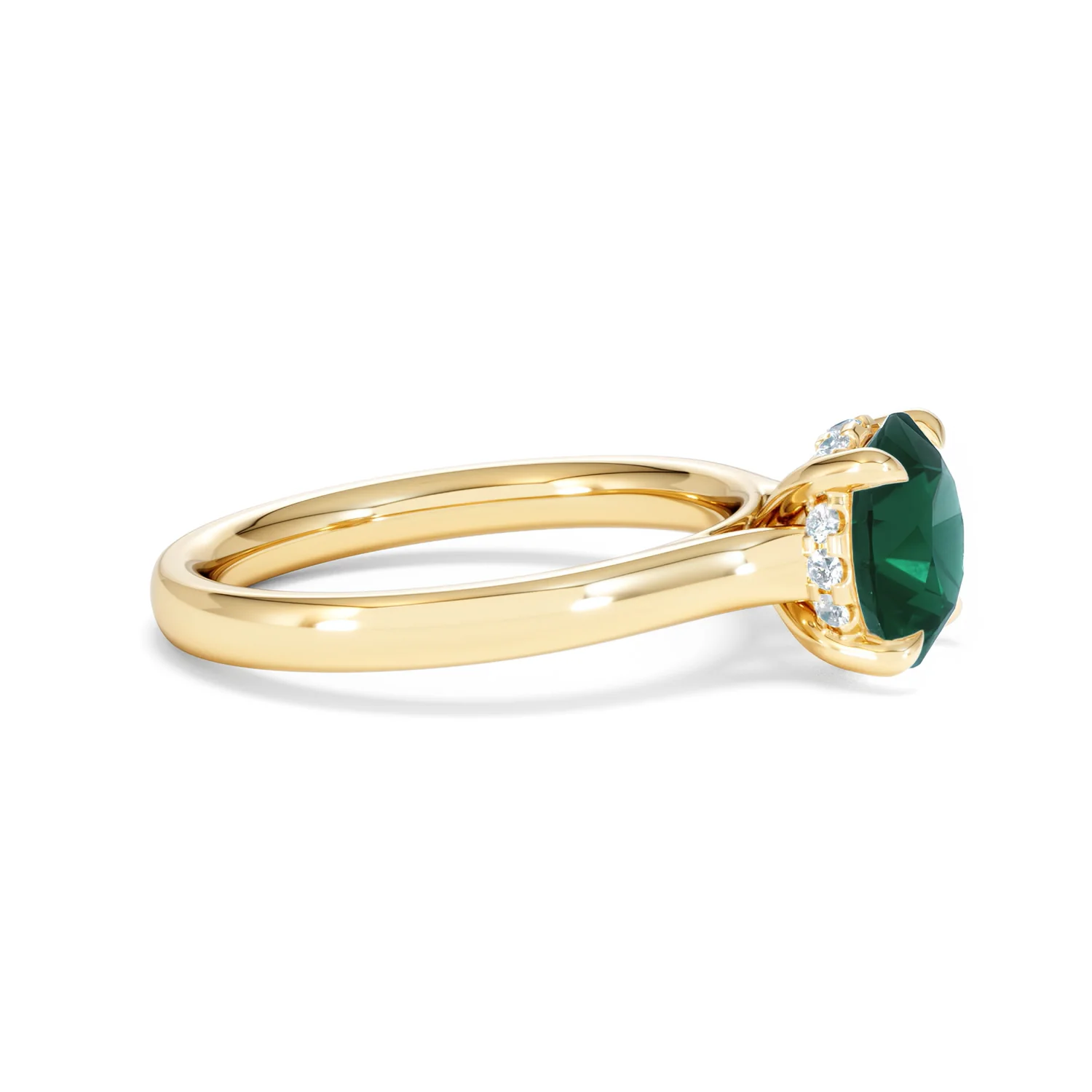 Amora 2.00ct Round Cut Lab Emerald Hidden Halo Engagement Ring in 18K Yellow Gold - Image 24