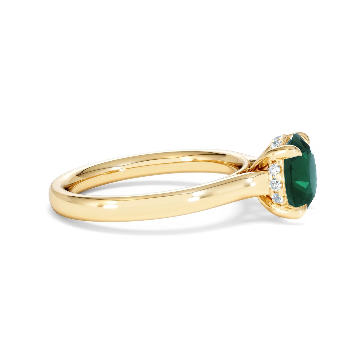 Amora 2.00ct Round Cut Lab Emerald Hidden Halo Engagement Ring in 18K Yellow Gold - Image 25