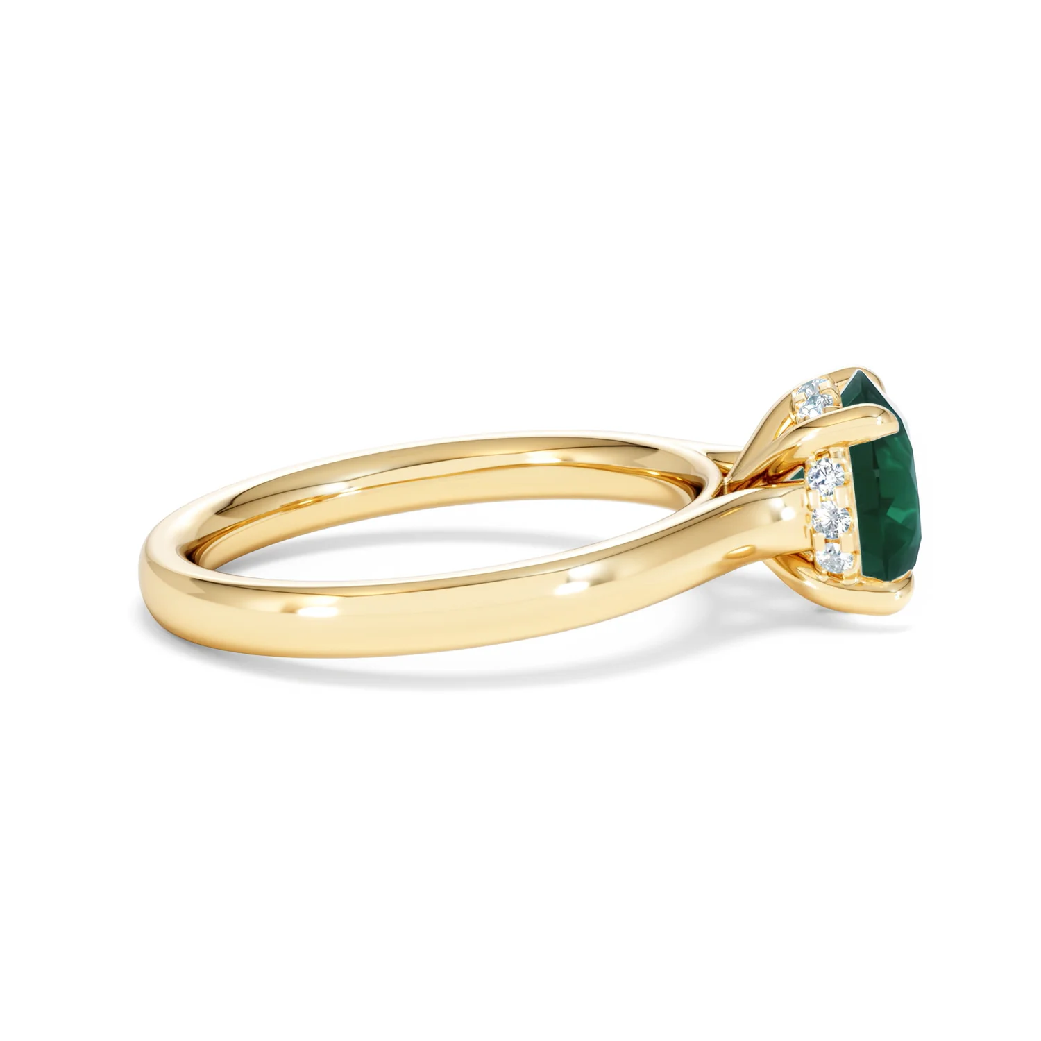 Amora 2.00ct Round Cut Lab Emerald Hidden Halo Engagement Ring in 18K Yellow Gold - Image 28