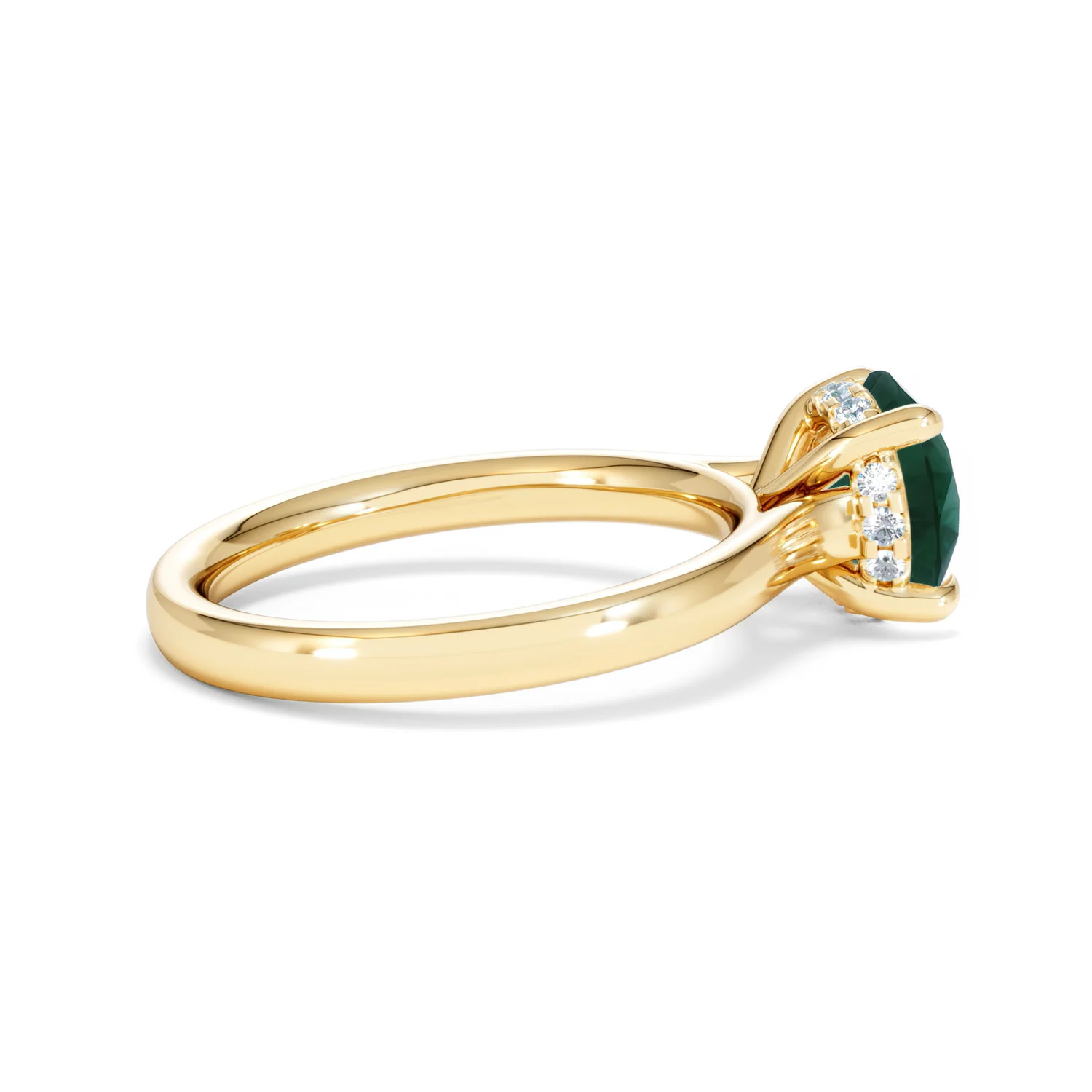 Amora 2.00ct Round Cut Lab Emerald Hidden Halo Engagement Ring in 18K Yellow Gold - Image 31