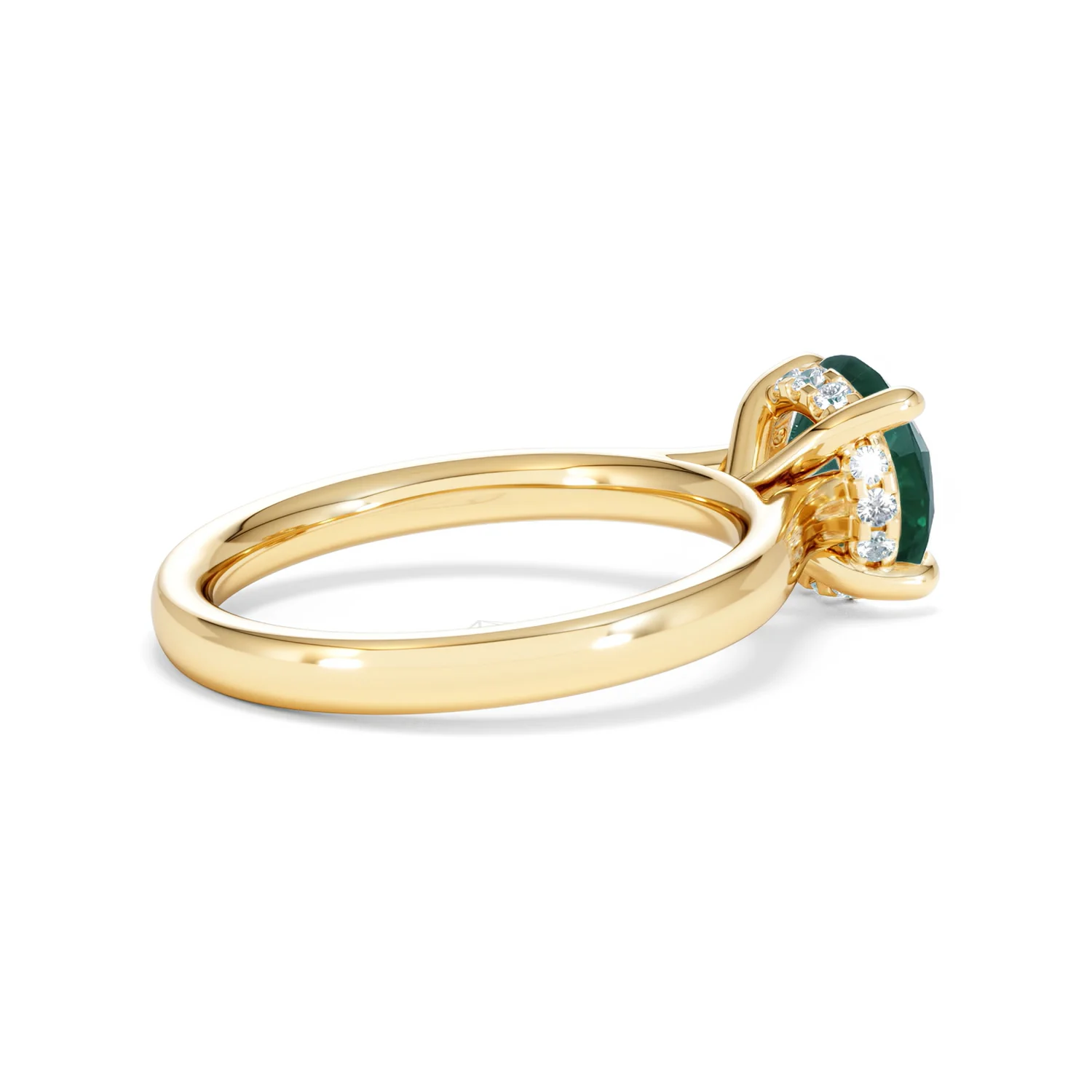 Amora 2.00ct Round Cut Lab Emerald Hidden Halo Engagement Ring in 18K Yellow Gold - Image 34