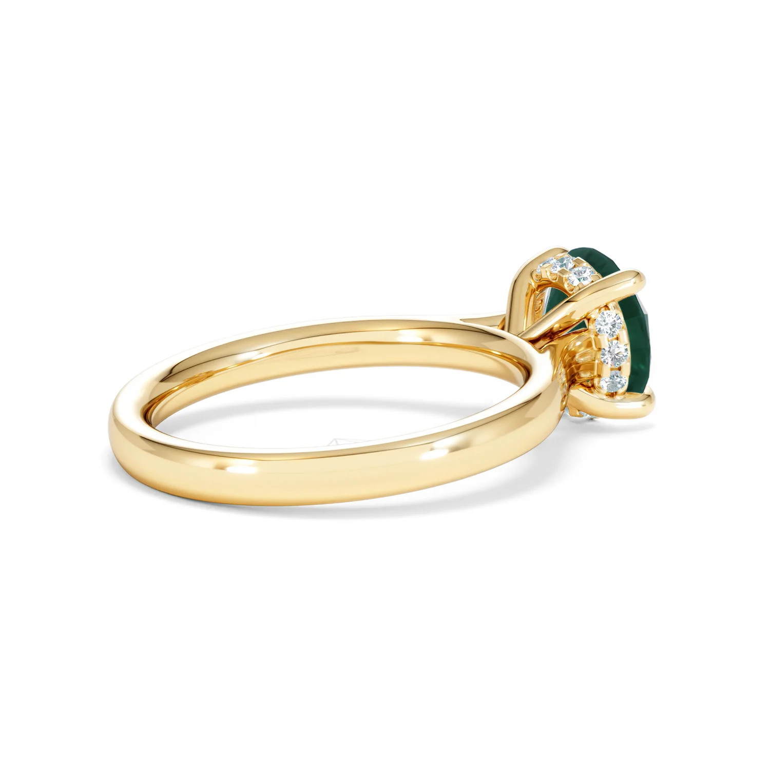 Amora 2.00ct Round Cut Lab Emerald Hidden Halo Engagement Ring in 18K Yellow Gold - Image 35