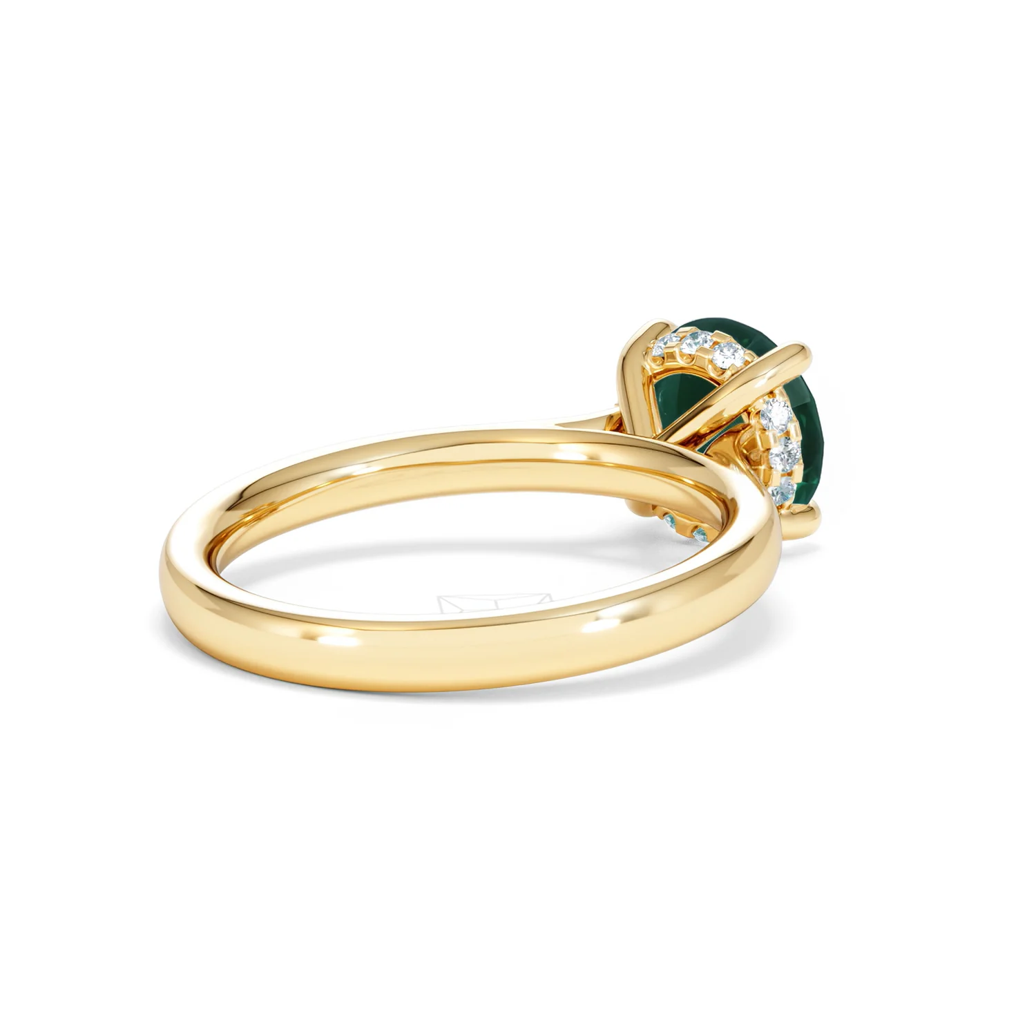 Amora 2.00ct Round Cut Lab Emerald Hidden Halo Engagement Ring in 18K Yellow Gold - Image 39