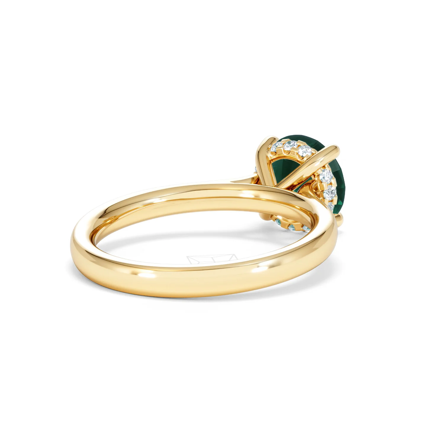Amora 2.00ct Round Cut Lab Emerald Hidden Halo Engagement Ring in 18K Yellow Gold - Image 40