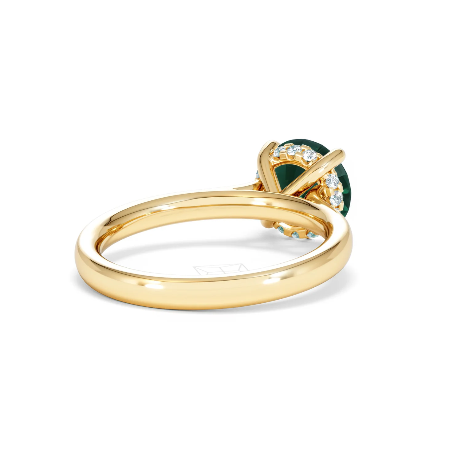 Amora 2.00ct Round Cut Lab Emerald Hidden Halo Engagement Ring in 18K Yellow Gold - Image 41