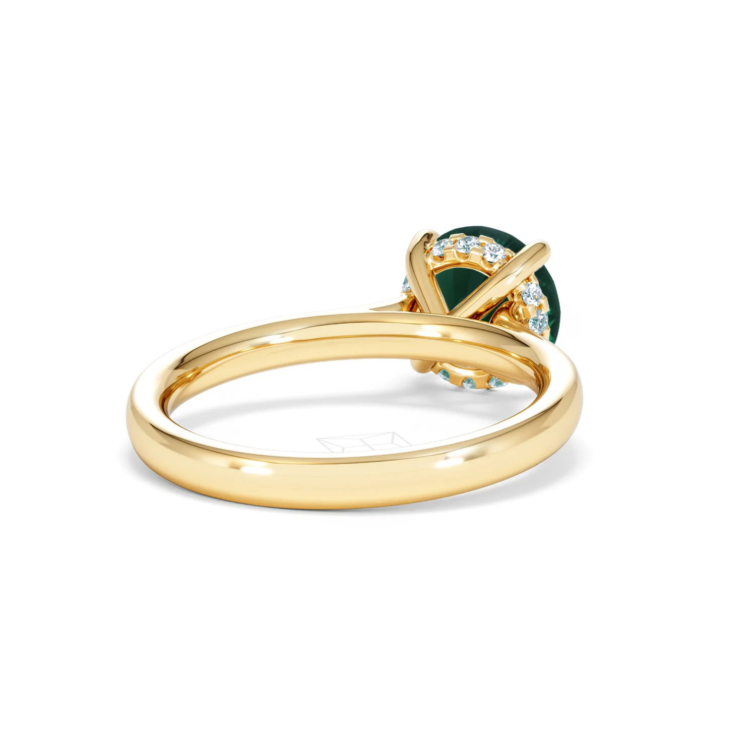 Amora 2.00ct Round Cut Lab Emerald Hidden Halo Engagement Ring in 18K Yellow Gold - Image 42