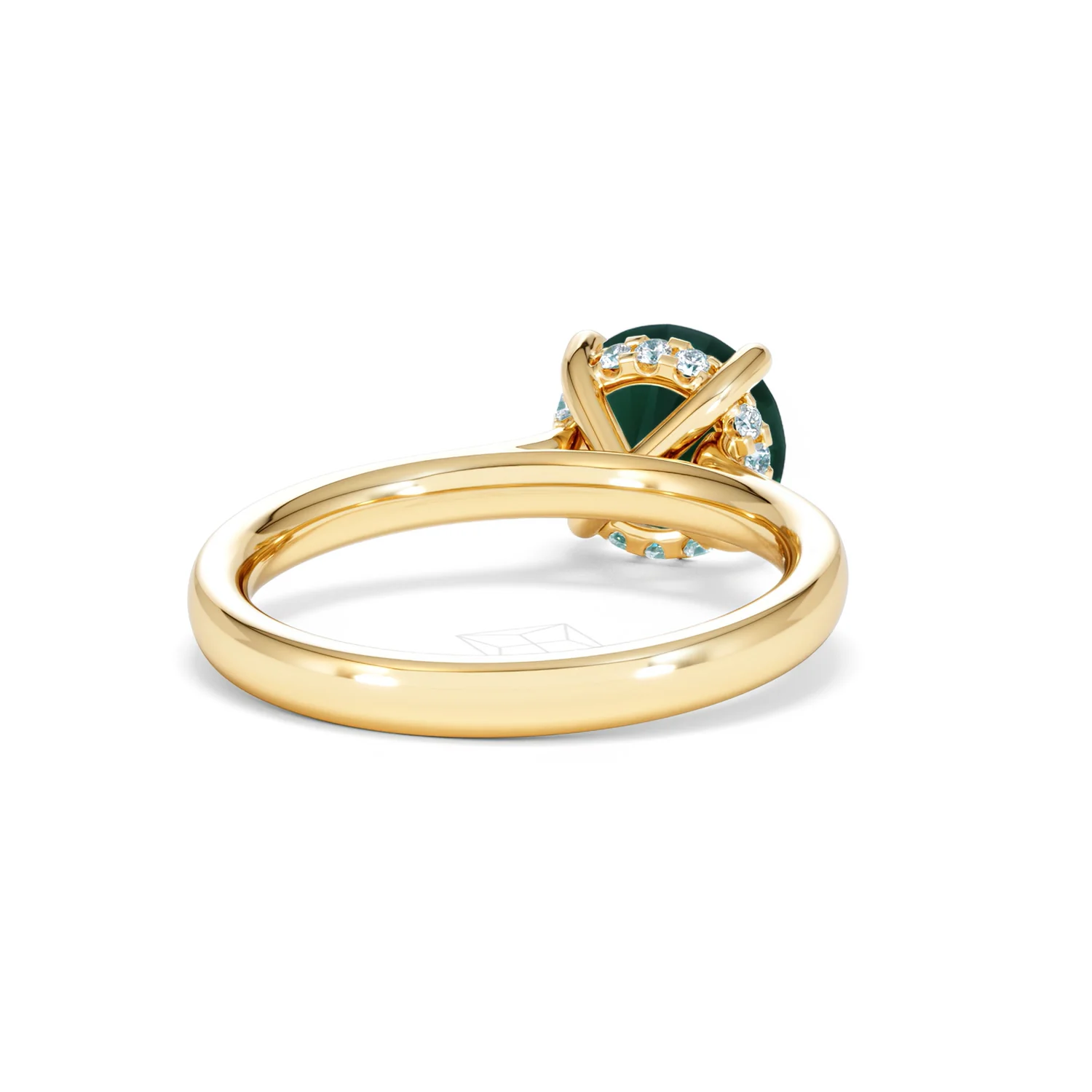 Amora 2.00ct Round Cut Lab Emerald Hidden Halo Engagement Ring in 18K Yellow Gold - Image 43