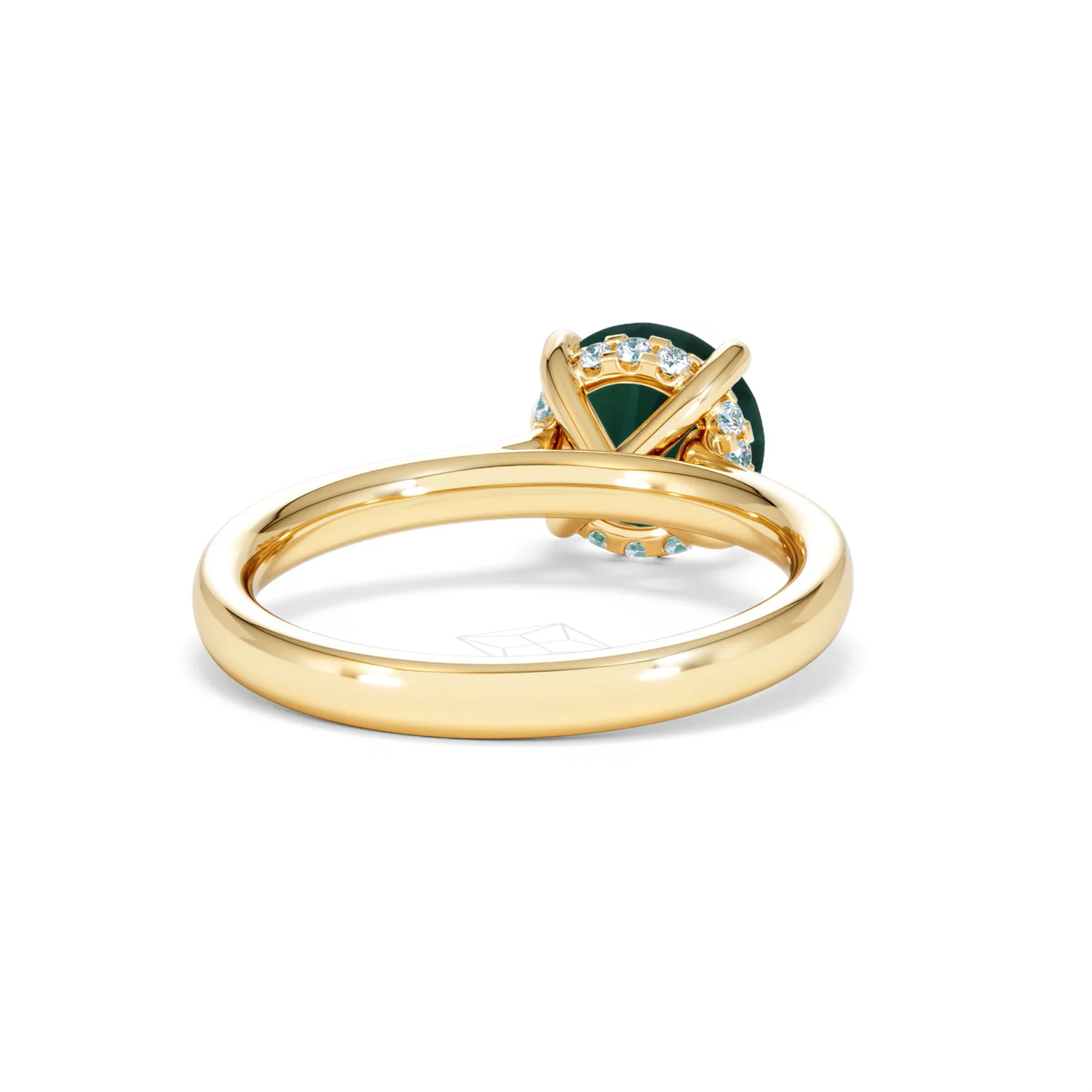 Amora 2.00ct Round Cut Lab Emerald Hidden Halo Engagement Ring in 18K Yellow Gold - Image 44