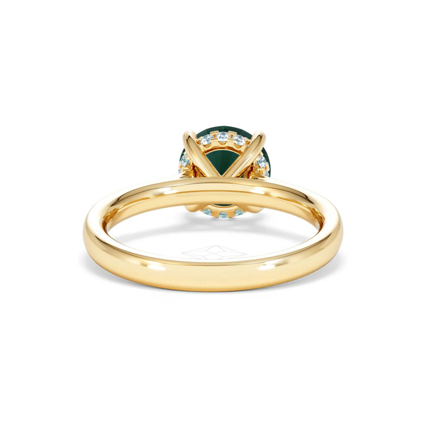 Amora 2.00ct Round Cut Lab Emerald Hidden Halo Engagement Ring in 18K Yellow Gold - Image 47