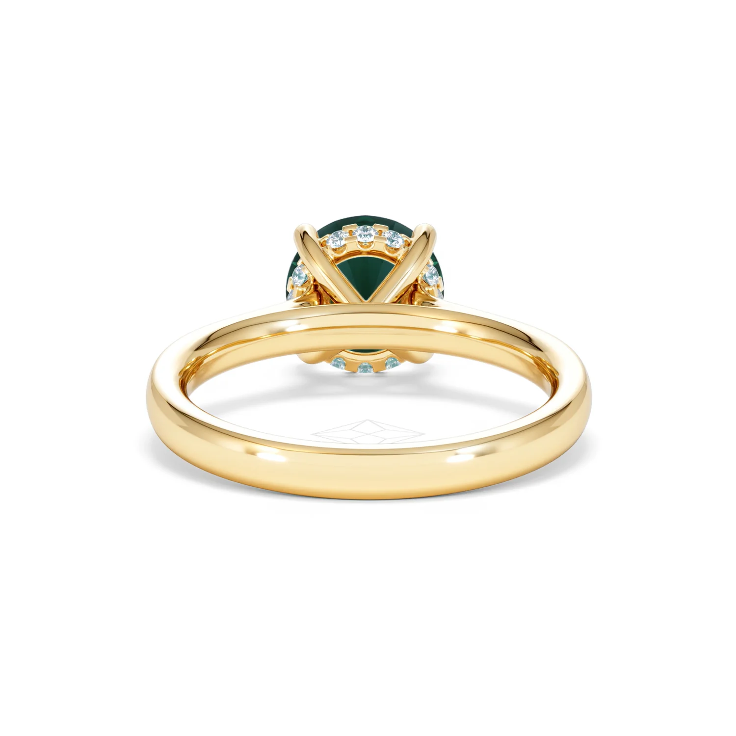 Amora 2.00ct Round Cut Lab Emerald Hidden Halo Engagement Ring in 18K Yellow Gold - Image 48