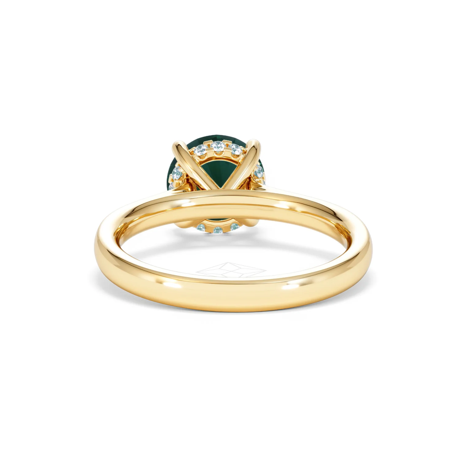 Amora 2.00ct Round Cut Lab Emerald Hidden Halo Engagement Ring in 18K Yellow Gold - Image 49