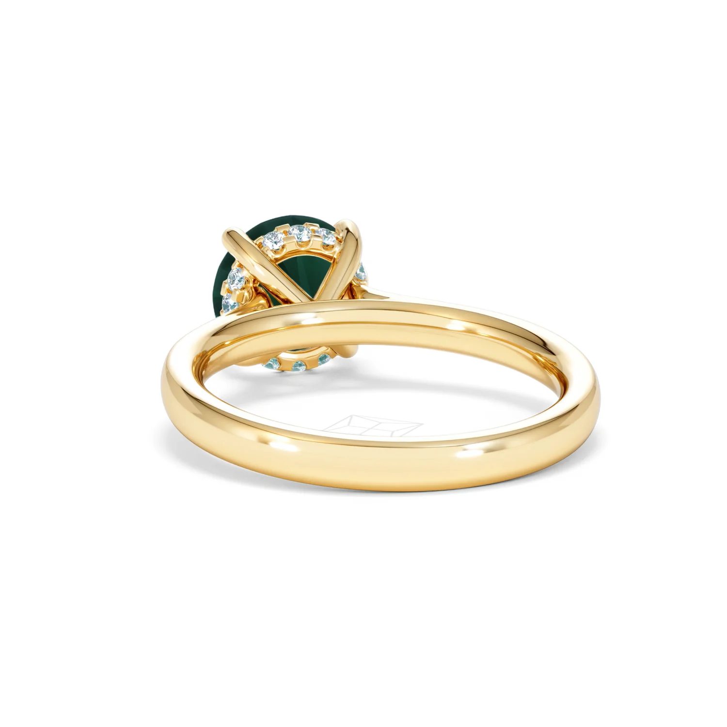 Amora 2.00ct Round Cut Lab Emerald Hidden Halo Engagement Ring in 18K Yellow Gold - Image 52
