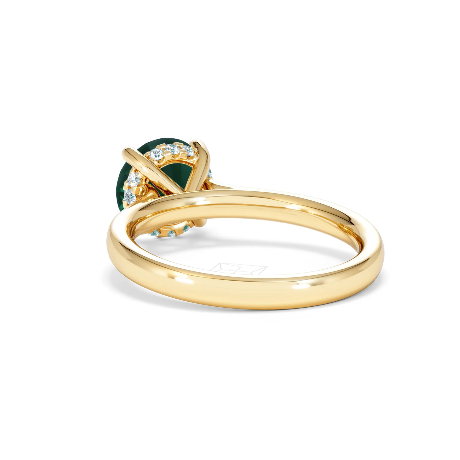 Amora 2.00ct Round Cut Lab Emerald Hidden Halo Engagement Ring in 18K Yellow Gold - Image 54