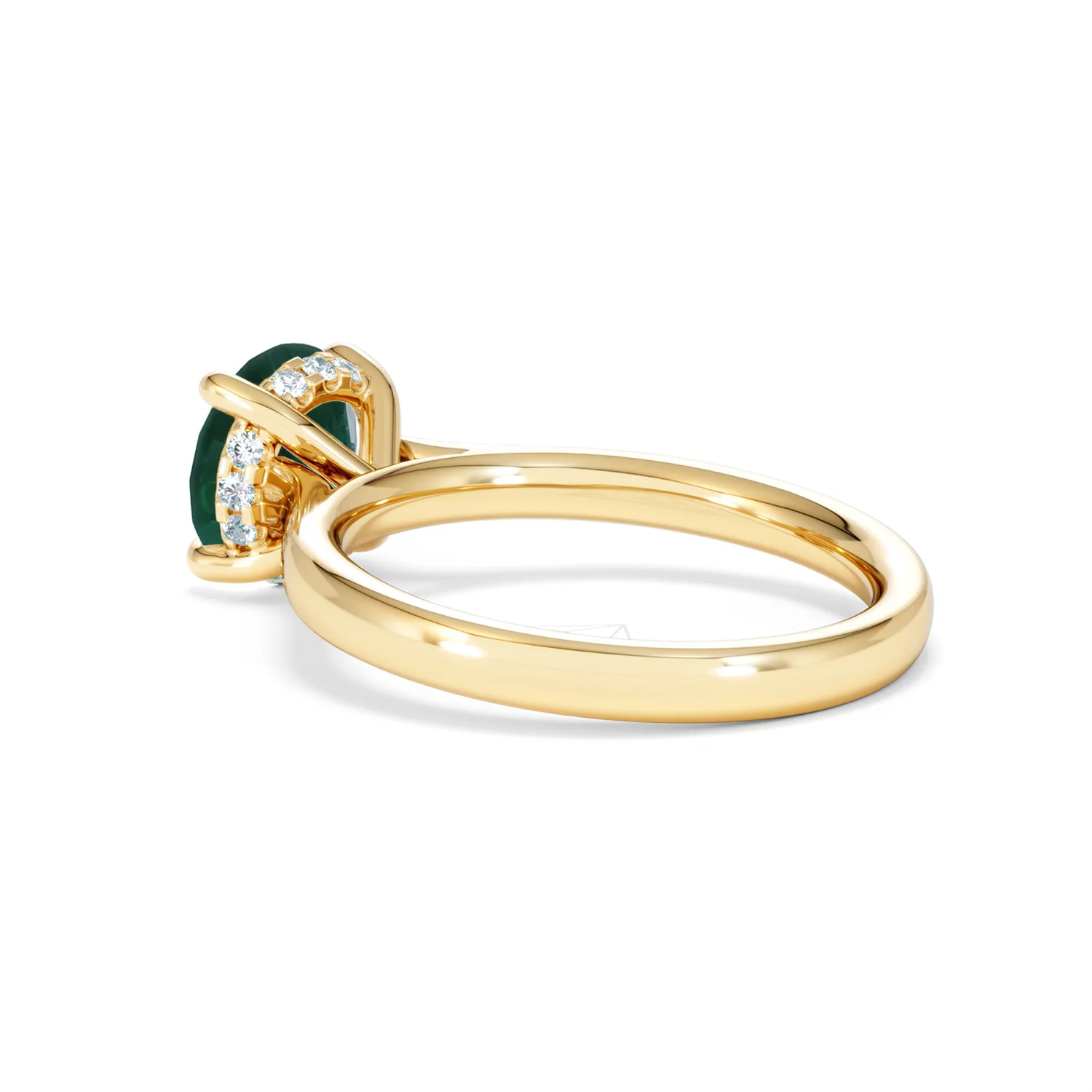 Amora 2.00ct Round Cut Lab Emerald Hidden Halo Engagement Ring in 18K Yellow Gold - Image 59
