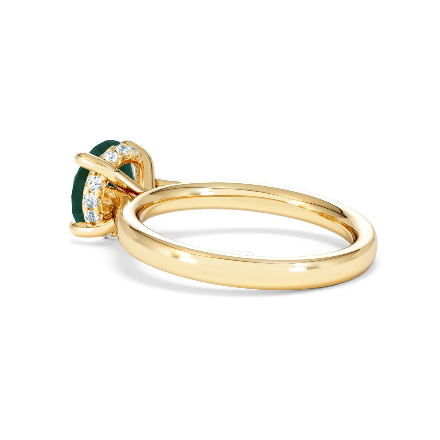 Amora 2.00ct Round Cut Lab Emerald Hidden Halo Engagement Ring in 18K Yellow Gold - Image 60