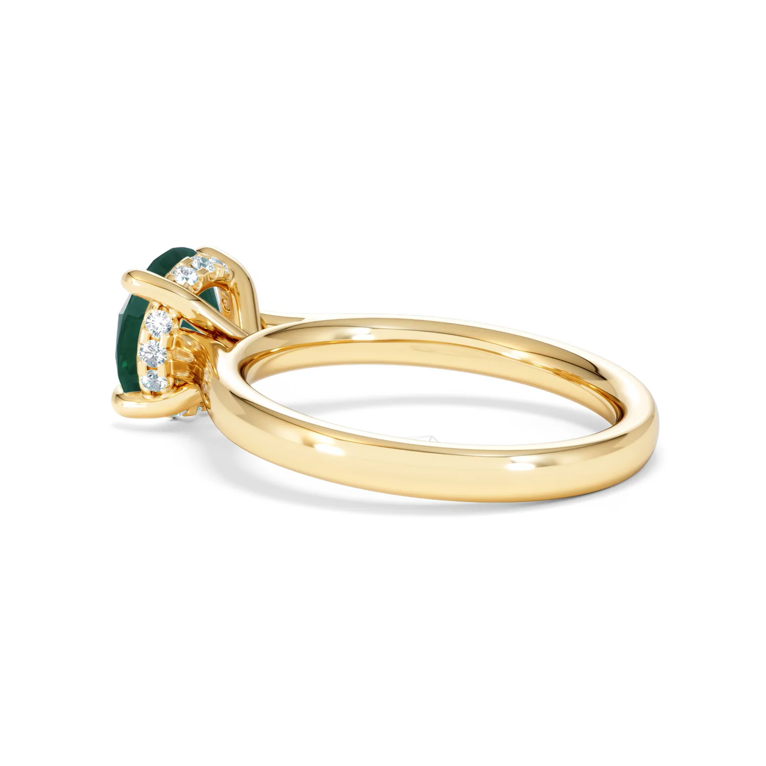 Amora 2.00ct Round Cut Lab Emerald Hidden Halo Engagement Ring in 18K Yellow Gold - Image 61