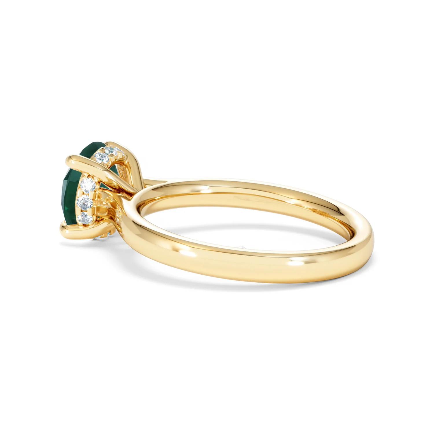Amora 2.00ct Round Cut Lab Emerald Hidden Halo Engagement Ring in 18K Yellow Gold - Image 62