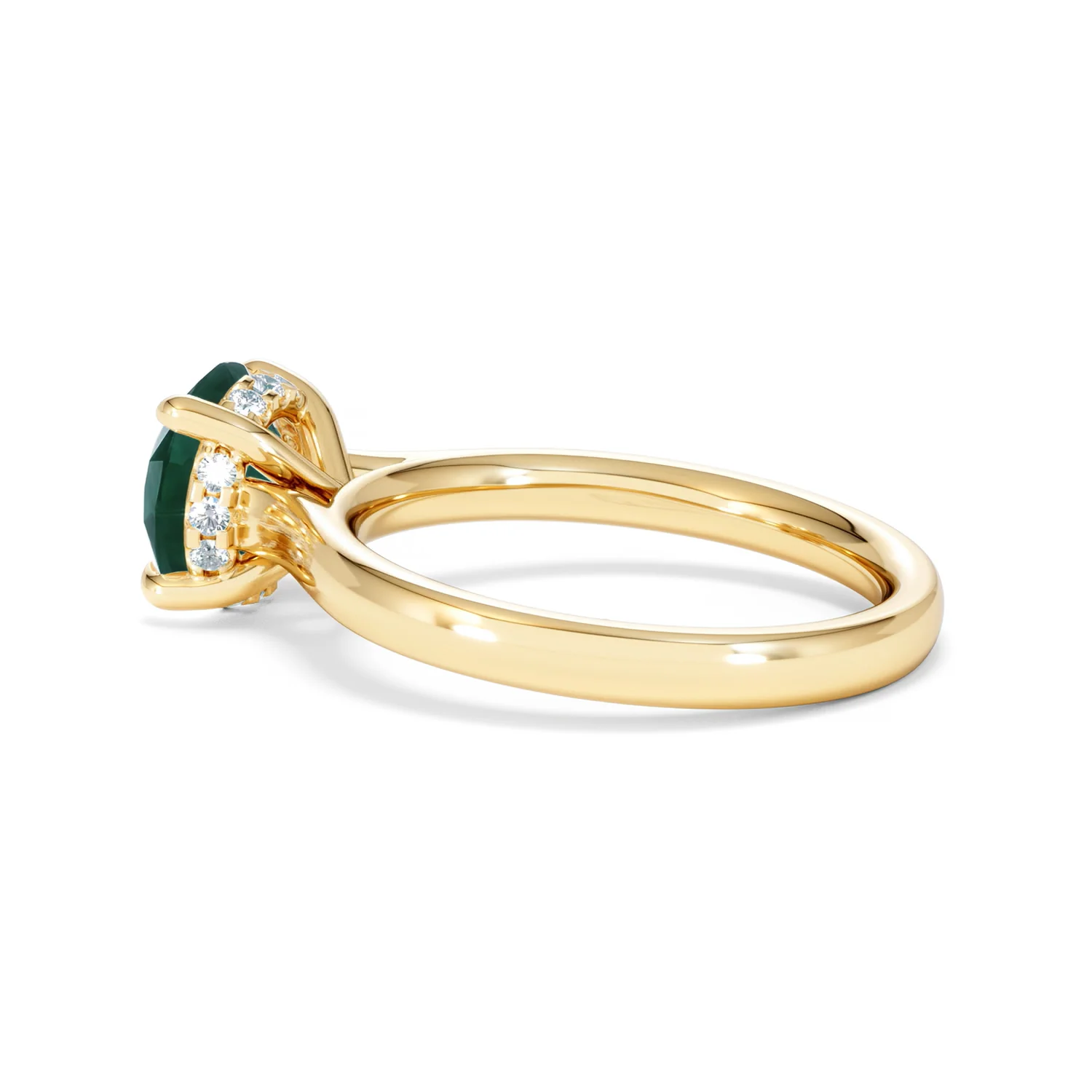 Amora 2.00ct Round Cut Lab Emerald Hidden Halo Engagement Ring in 18K Yellow Gold - Image 63
