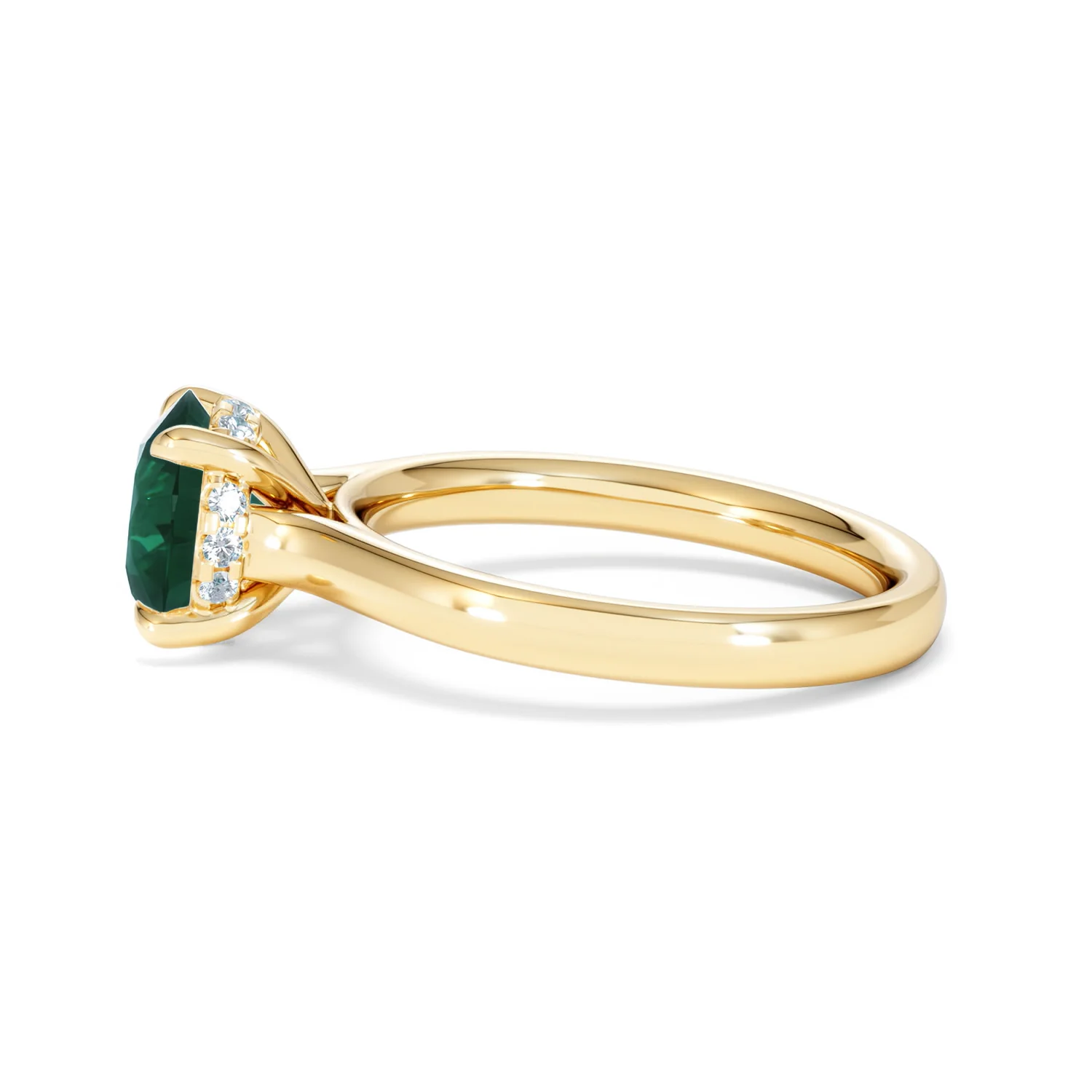 Amora 2.00ct Round Cut Lab Emerald Hidden Halo Engagement Ring in 18K Yellow Gold - Image 68