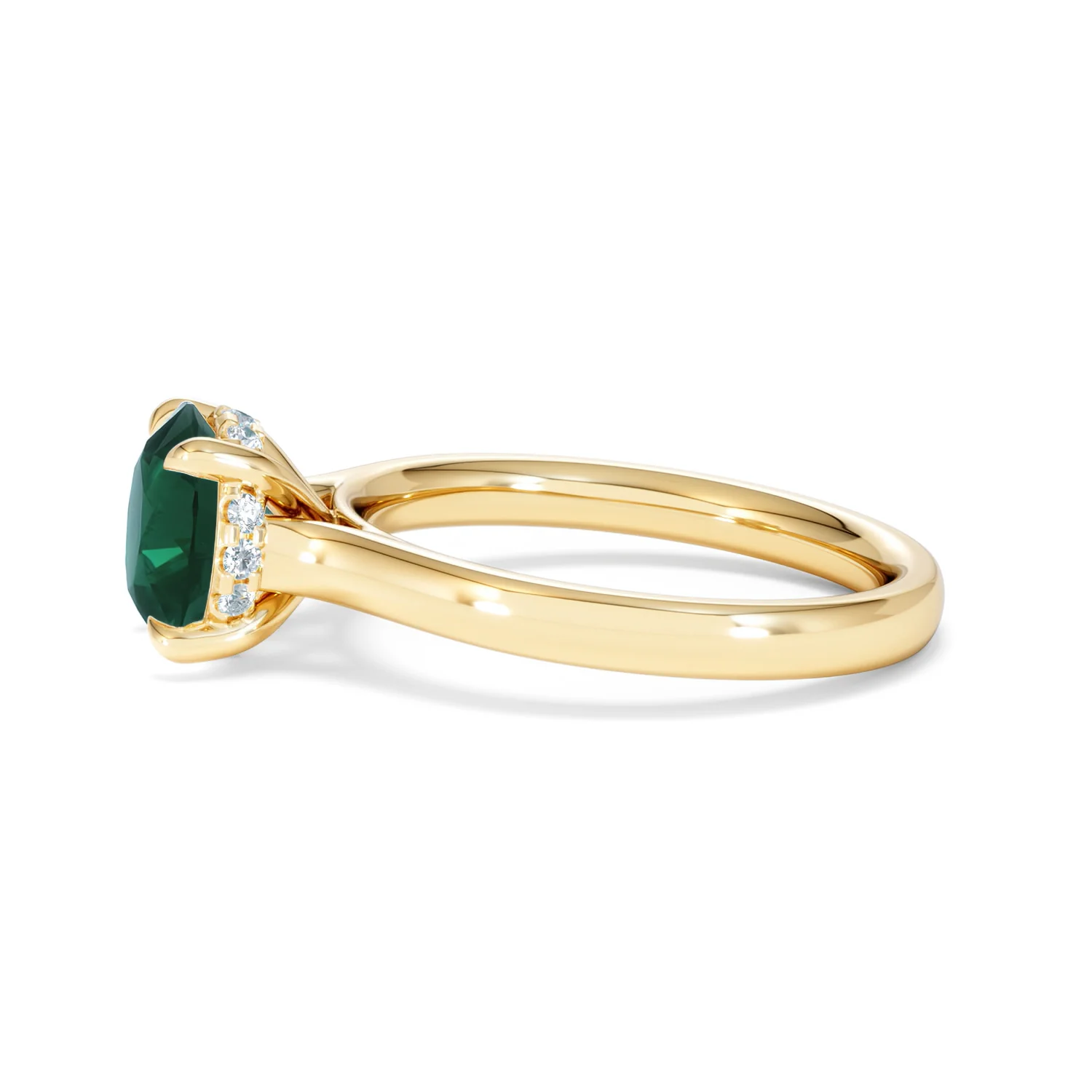 Amora 2.00ct Round Cut Lab Emerald Hidden Halo Engagement Ring in 18K Yellow Gold - Image 70