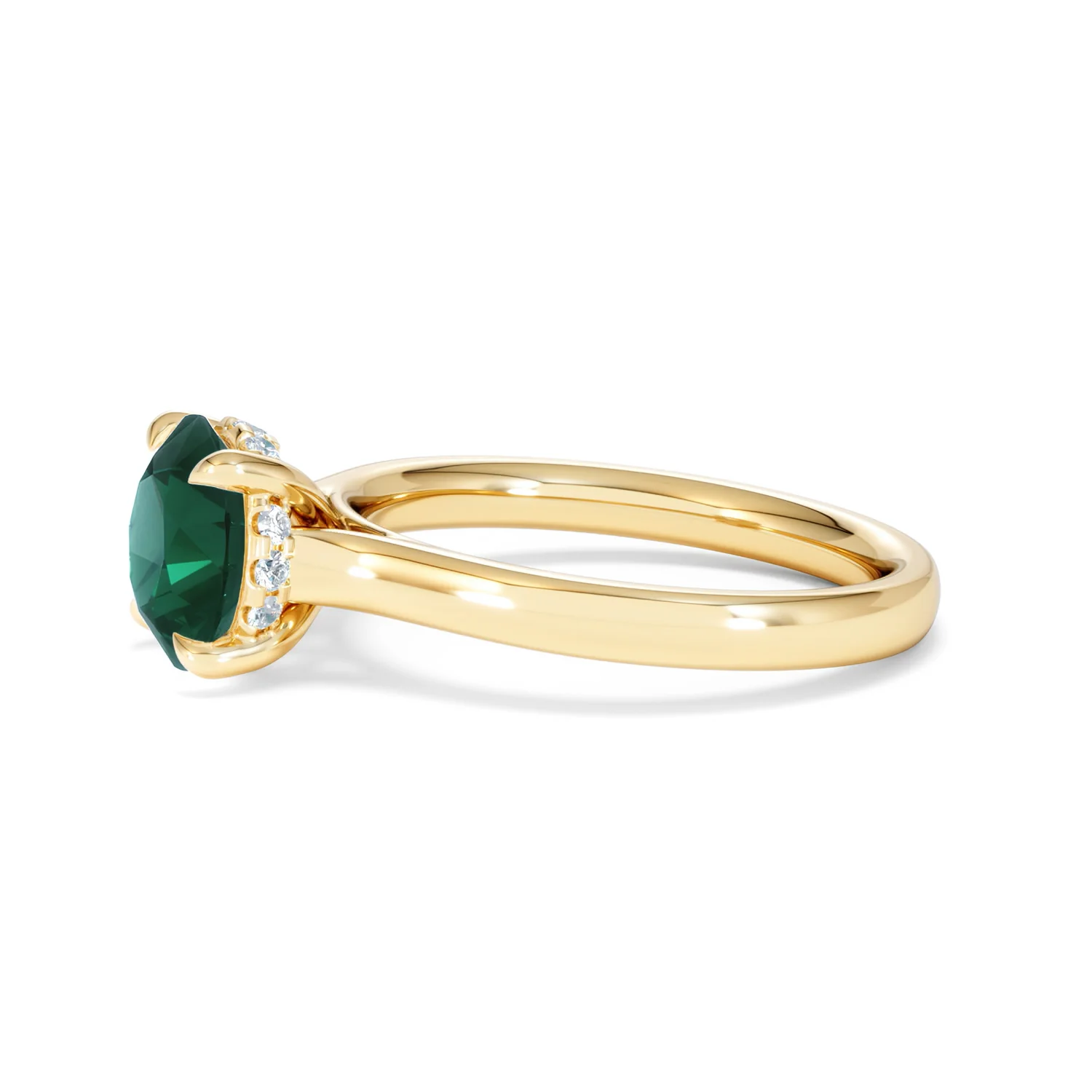 Amora 2.00ct Round Cut Lab Emerald Hidden Halo Engagement Ring in 18K Yellow Gold - Image 72