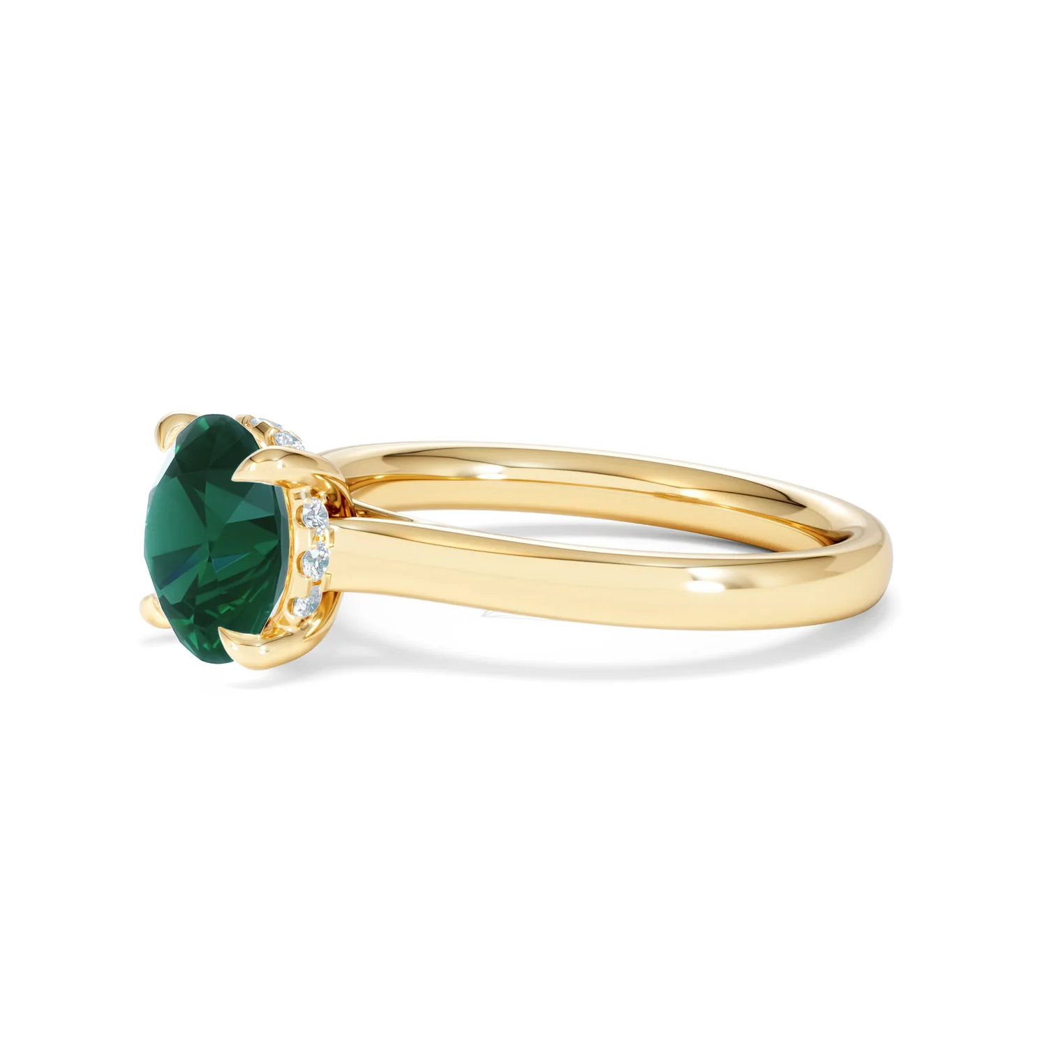 Amora 2.00ct Round Cut Lab Emerald Hidden Halo Engagement Ring in 18K Yellow Gold - Image 75