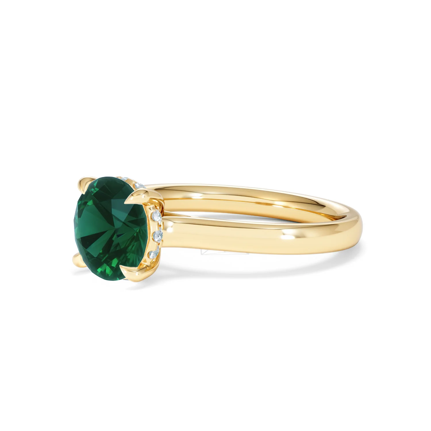 Amora 2.00ct Round Cut Lab Emerald Hidden Halo Engagement Ring in 18K Yellow Gold - Image 78