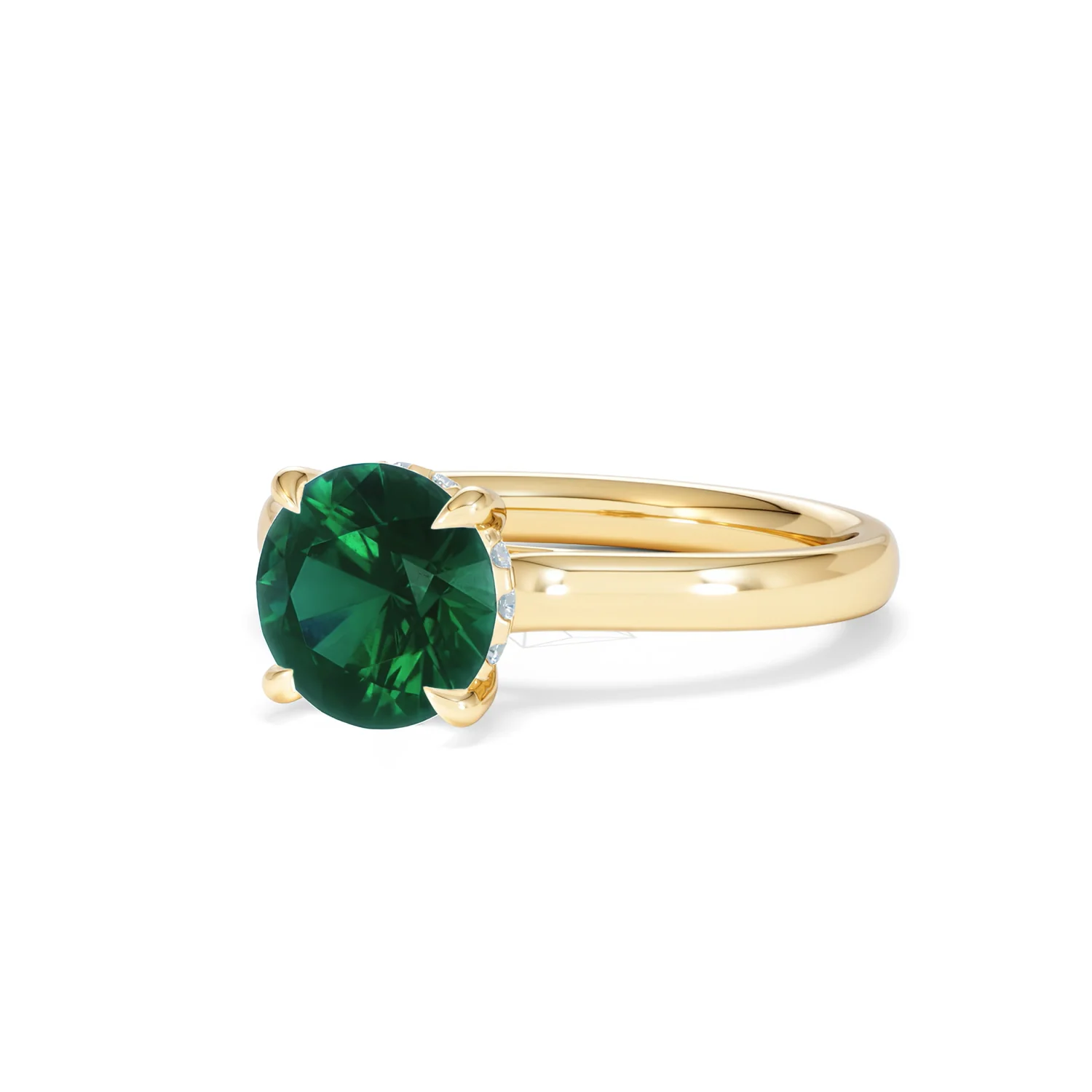 Amora 2.00ct Round Cut Lab Emerald Hidden Halo Engagement Ring in 18K Yellow Gold - Image 82
