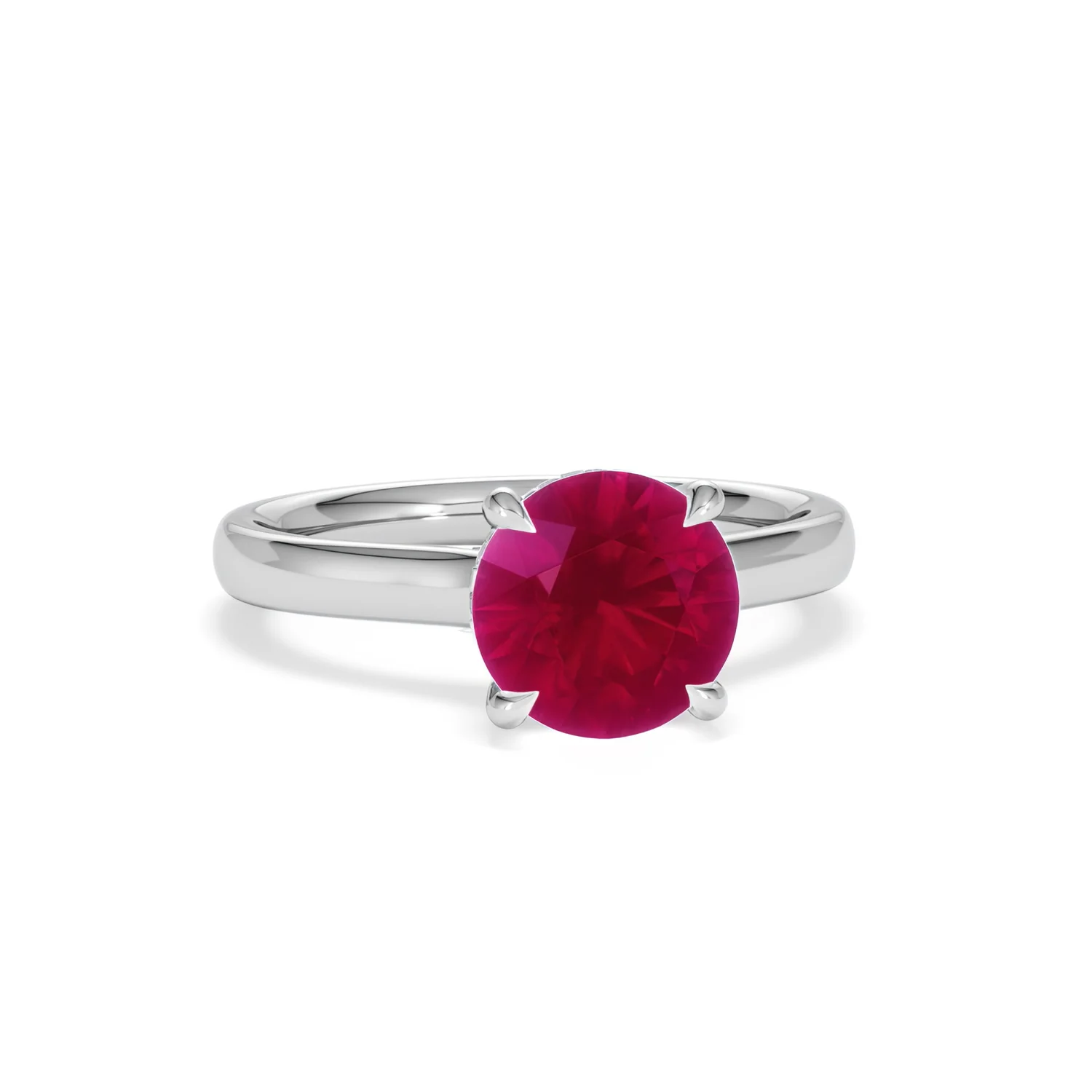 Amora 2.00ct Round Cut Lab Ruby Hidden Halo Engagement Ring in 18K White Gold - Image 11