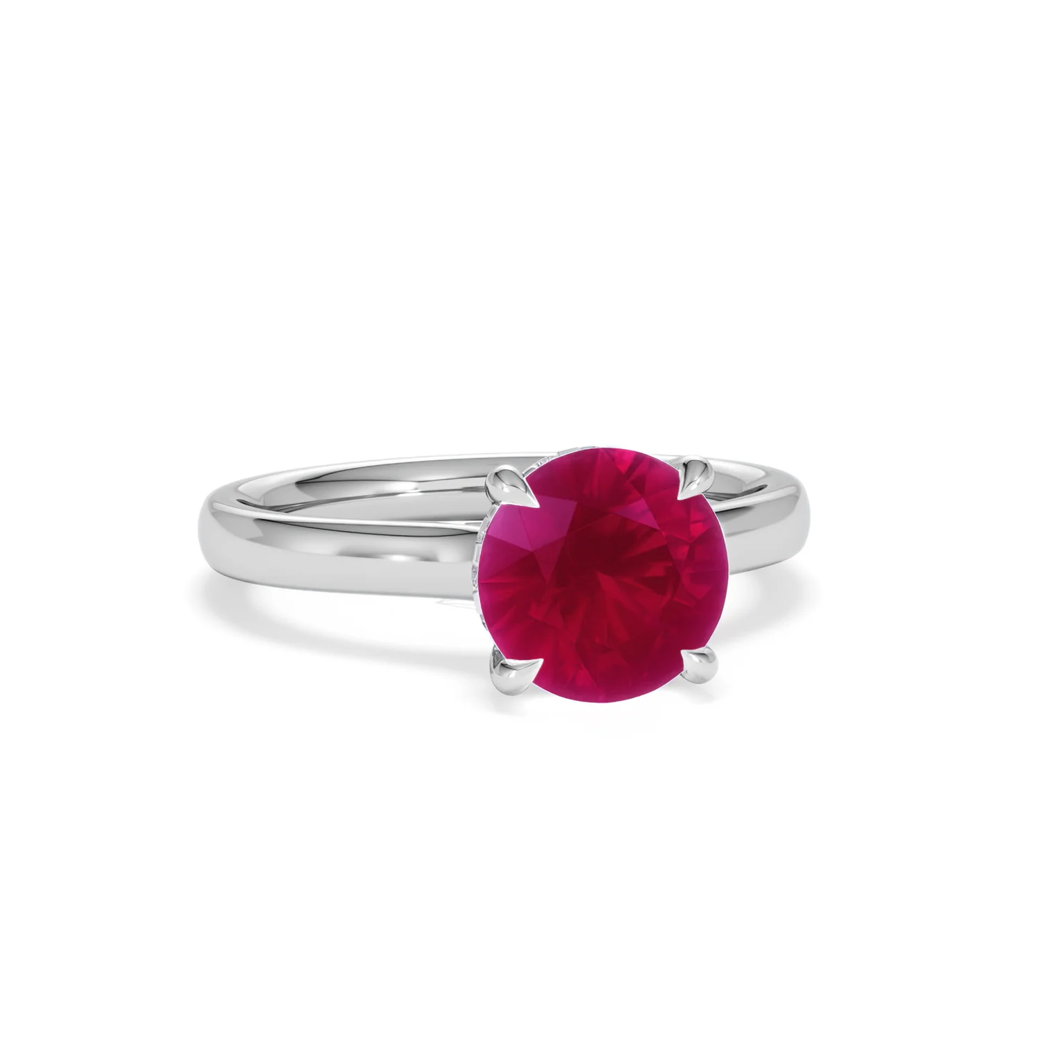 Amora 2.00ct Round Cut Lab Ruby Hidden Halo Engagement Ring in 18K White Gold - Image 12