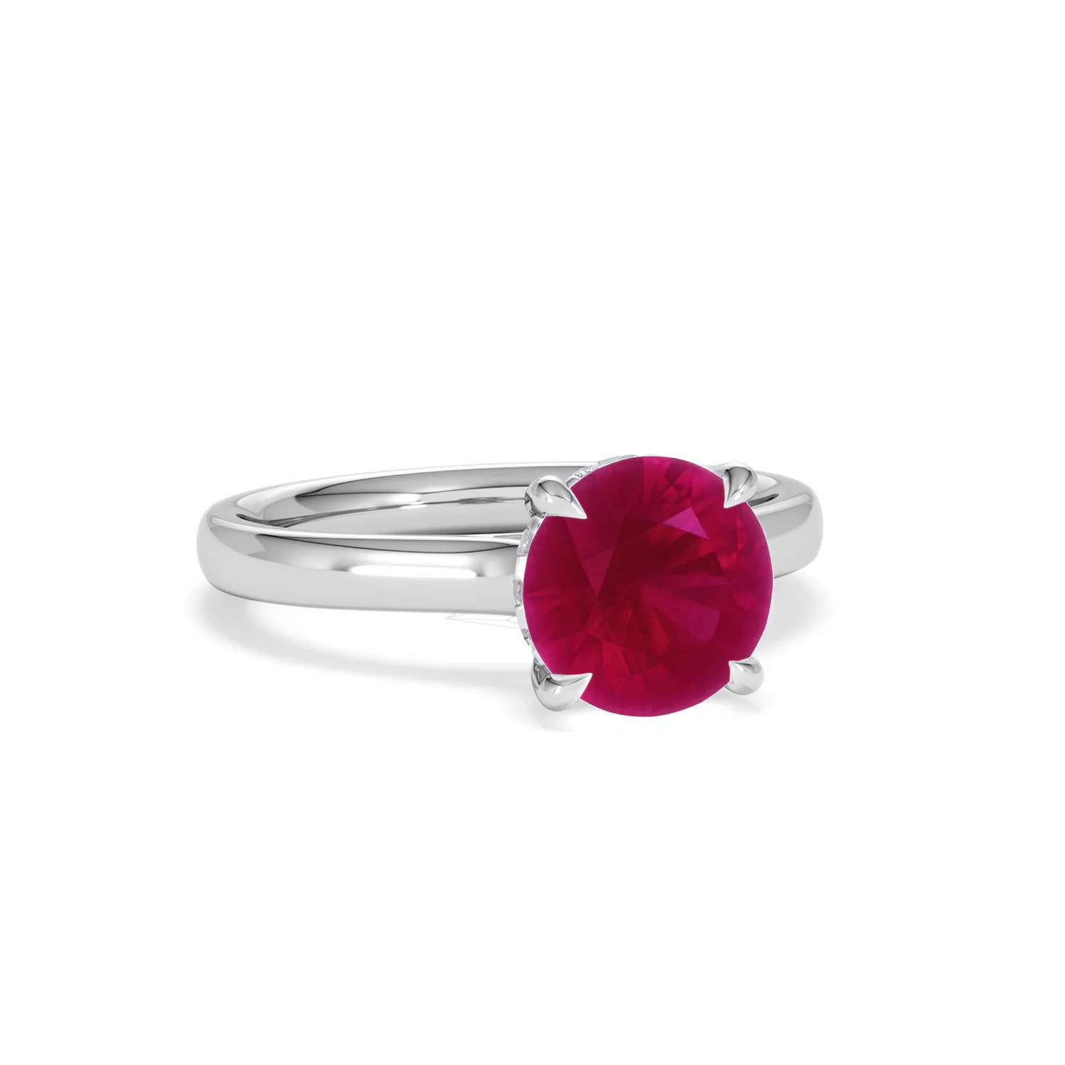 Amora 2.00ct Round Cut Lab Ruby Hidden Halo Engagement Ring in 18K White Gold - Image 13