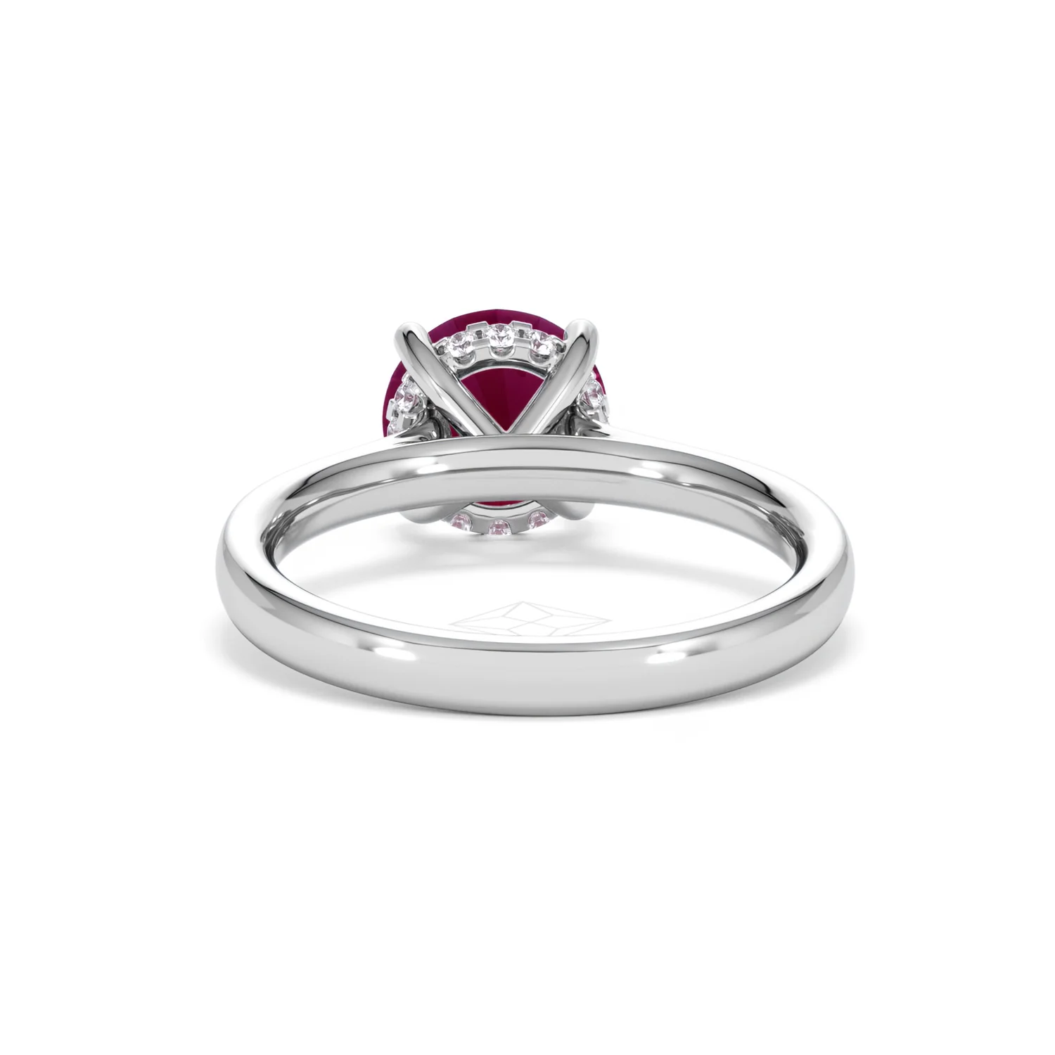 Amora 2.00ct Round Cut Lab Ruby Hidden Halo Engagement Ring in 18K White Gold - Image 50